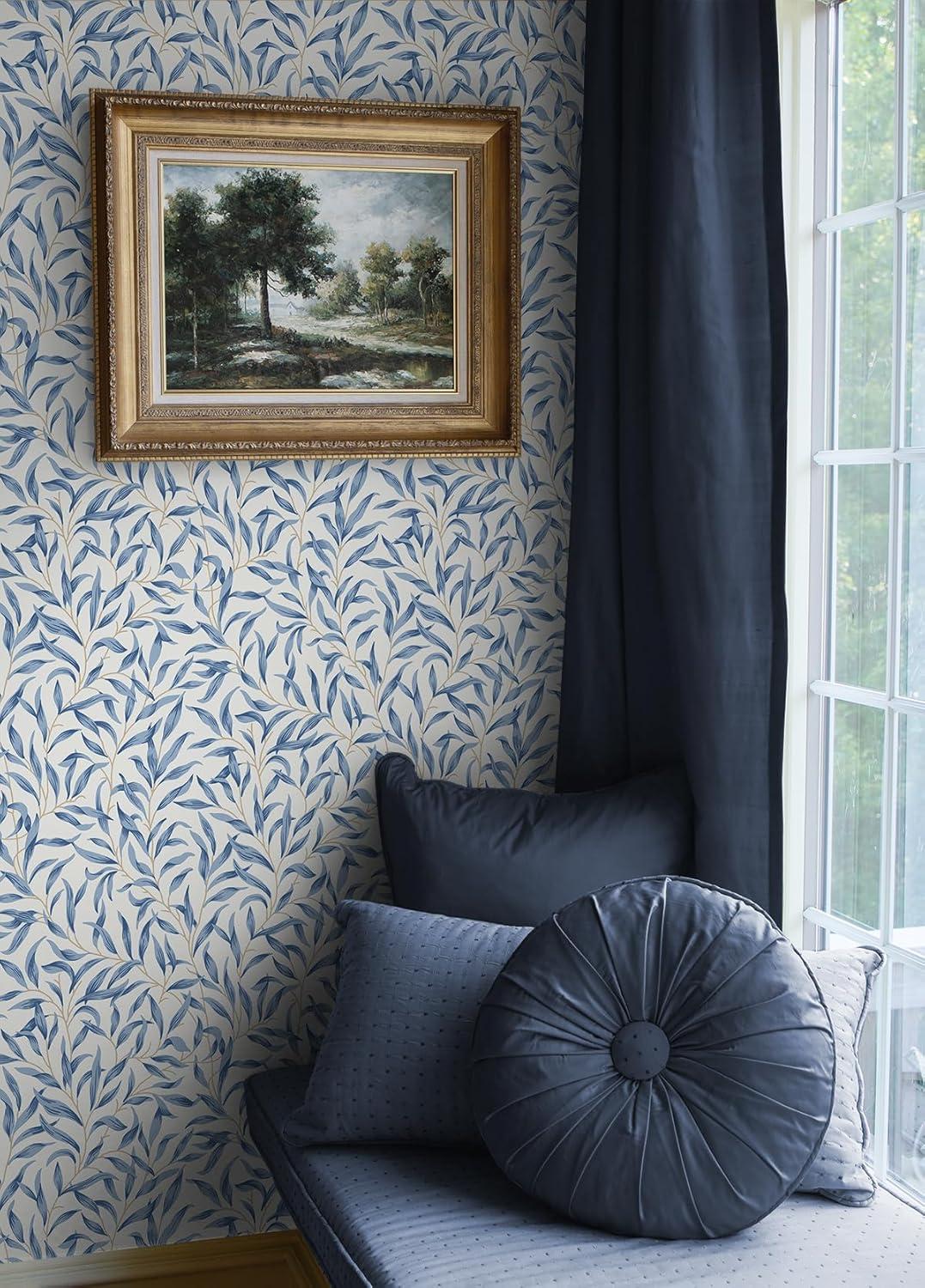 Blue Lake Botanical Peel and Stick Vinyl Wallpaper