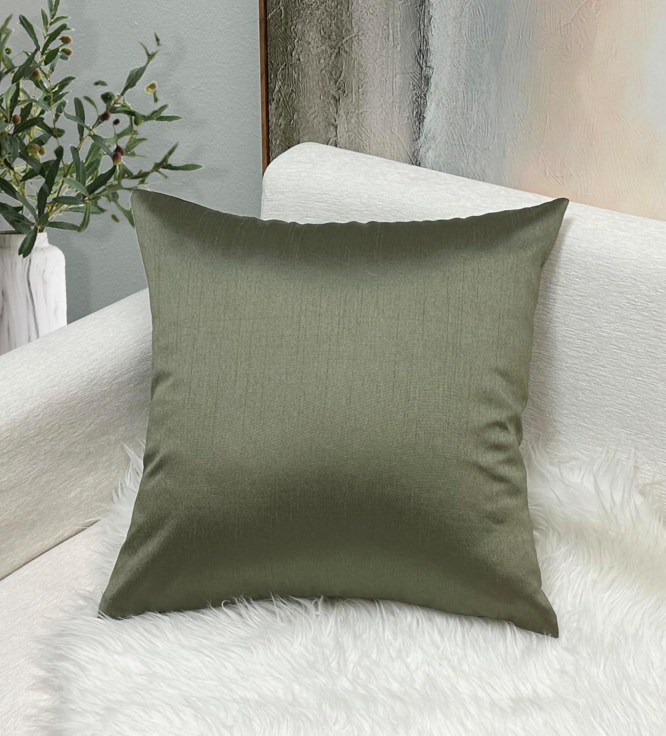 Aiking Home Solid Faux Silk Decorative Throw Pillow COVER 18 by 18 - Sage