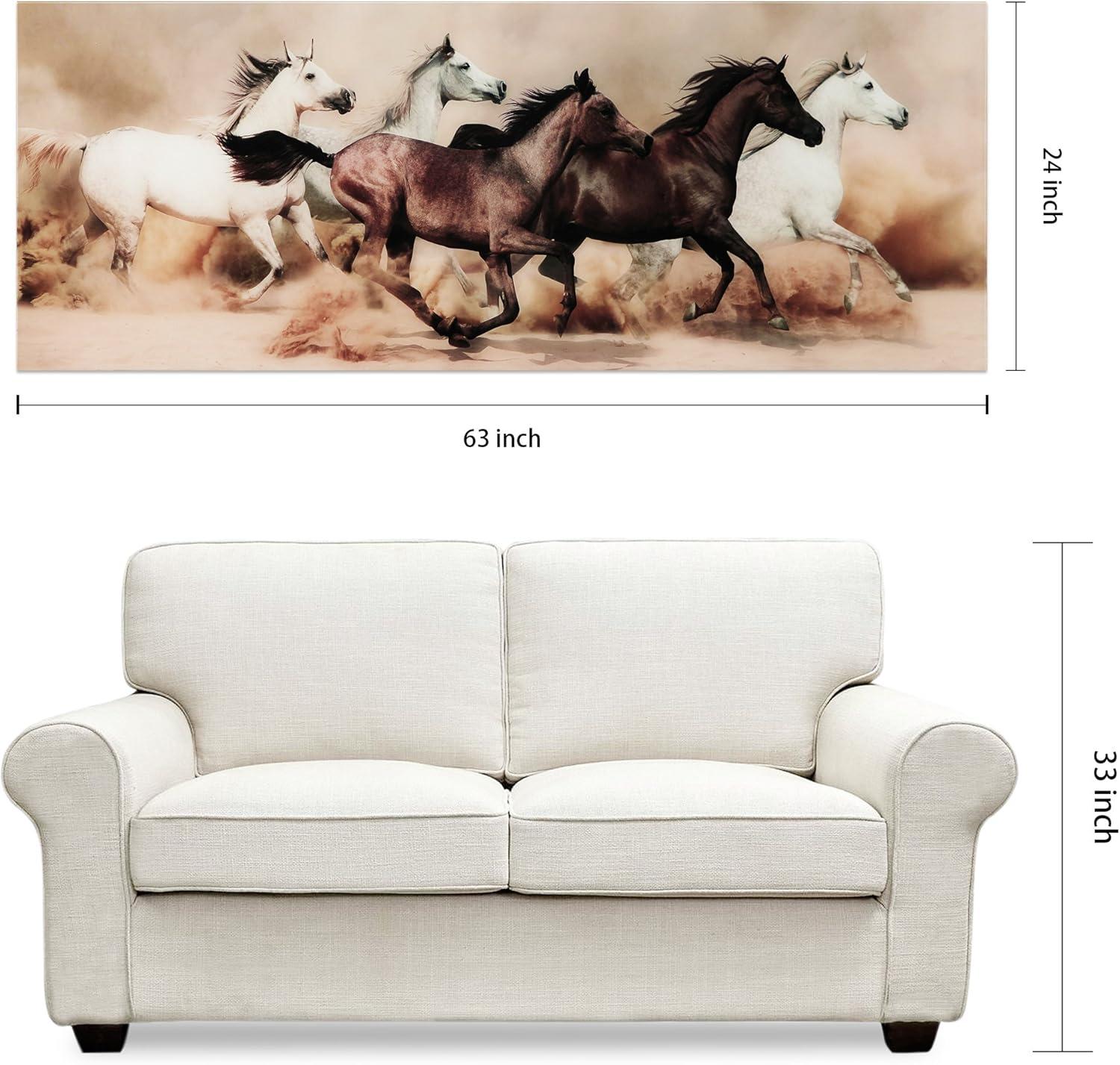 Empire Art Direct "Stampede" Horses Wall Art Printed on Free Floating Tempered Glass