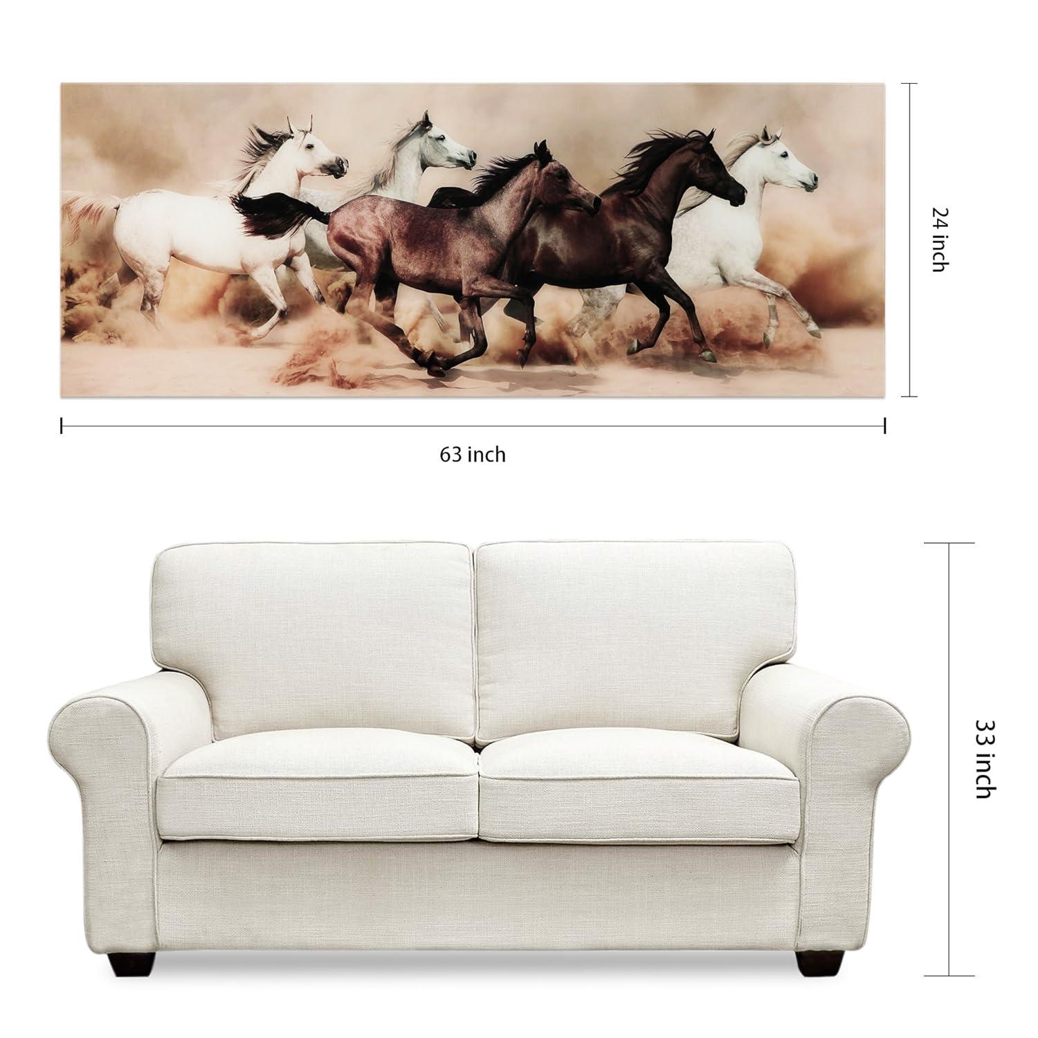 Empire Art Direct "Stampede" Horses Wall Art Printed on Free Floating Tempered Glass