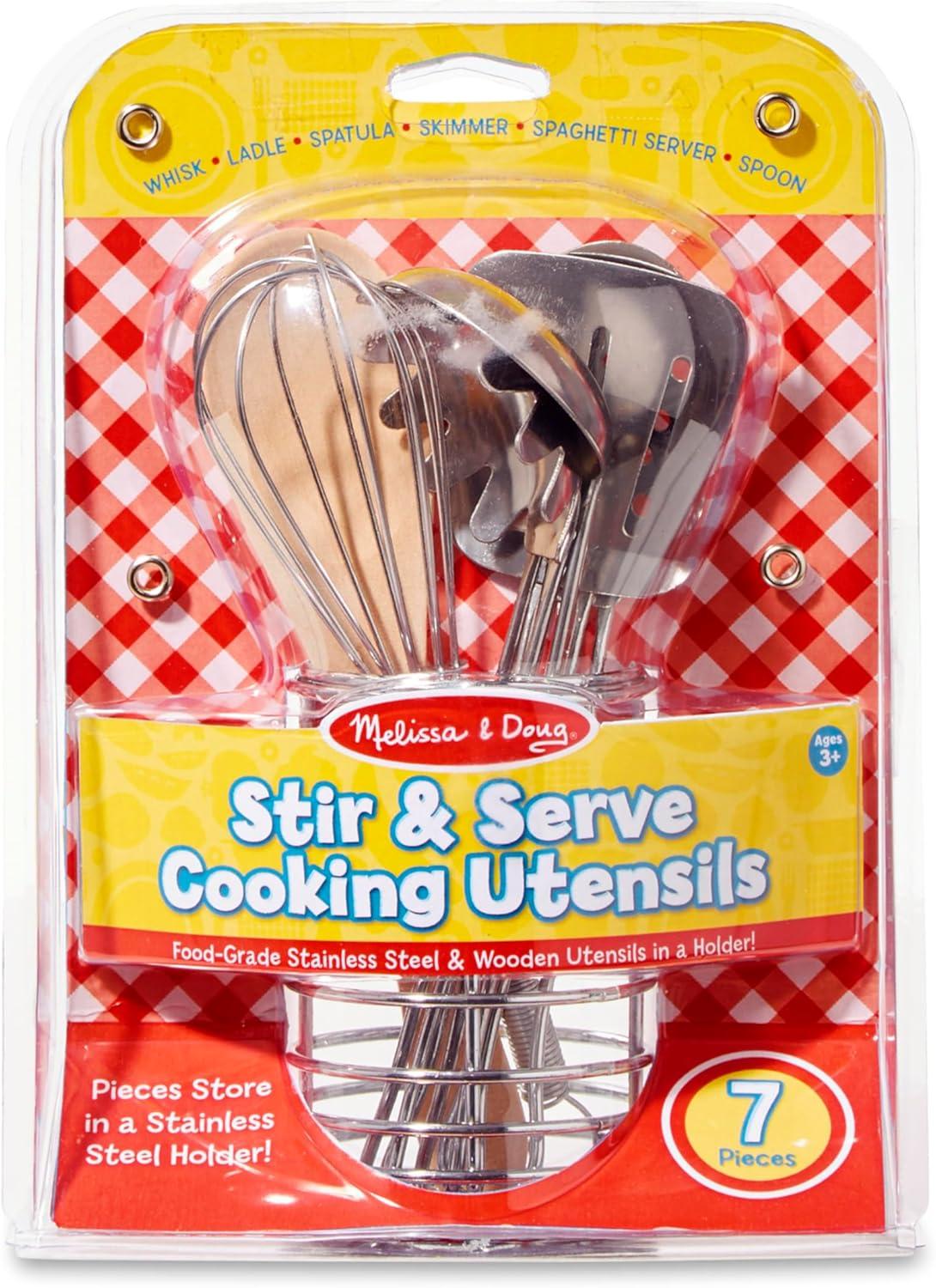 Stainless Steel and Wood Kids' Cooking Utensils Set