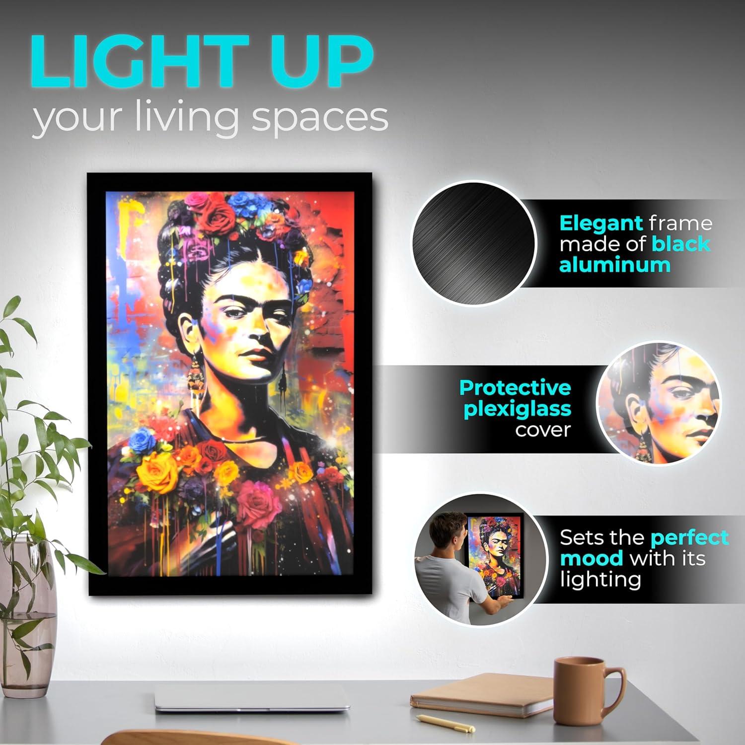 NexaFrame LED Poster Frame - 16x24 Light Box for Movie Posters - Dimmer Switch