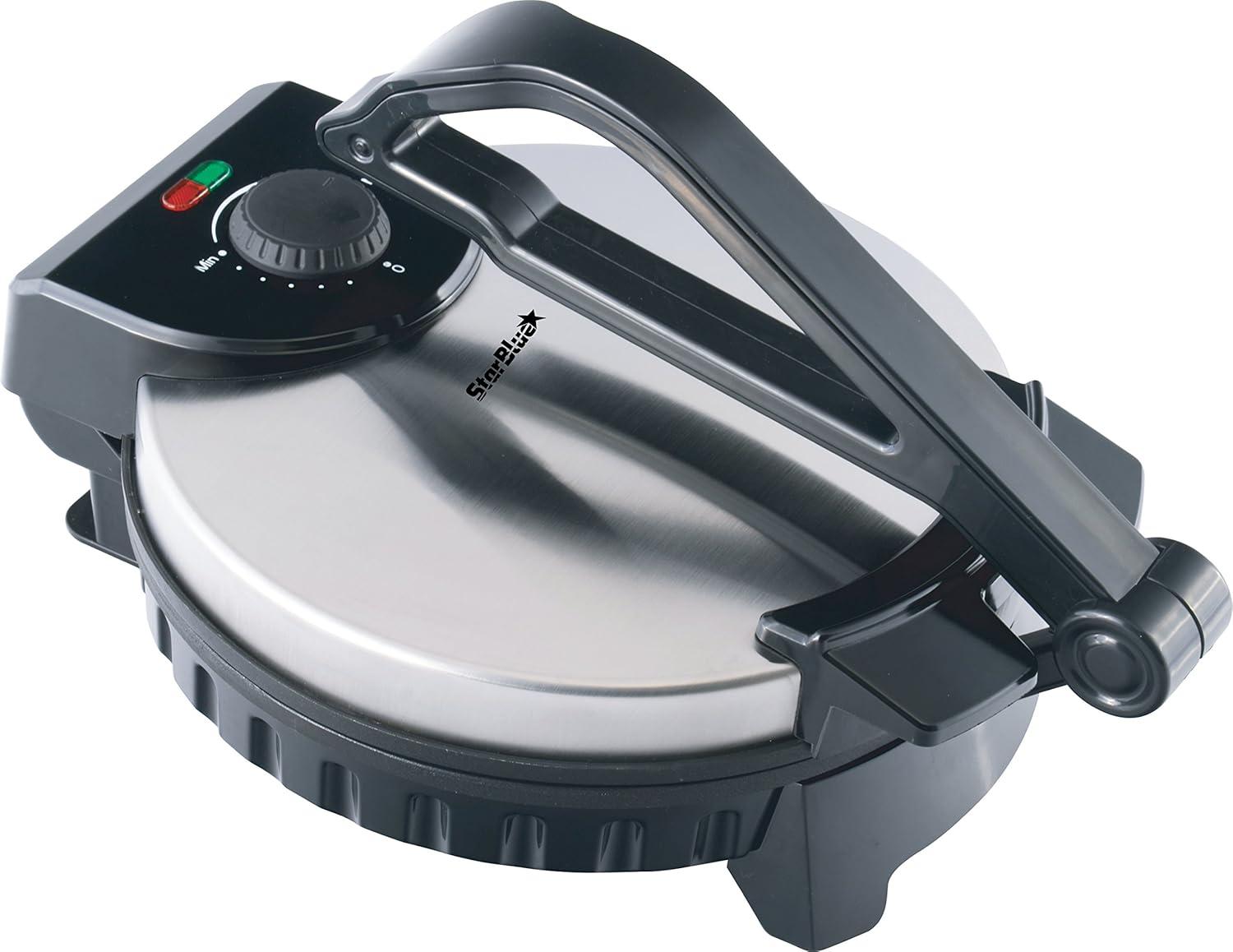 10inch Roti Maker by StarBlue with FREE Roti Warmer - The automatic Stainless Steel Non-Stick Electric machine to make Indian style Chapati, Tortilla, Roti AC 120V 50/60Hz 1200W