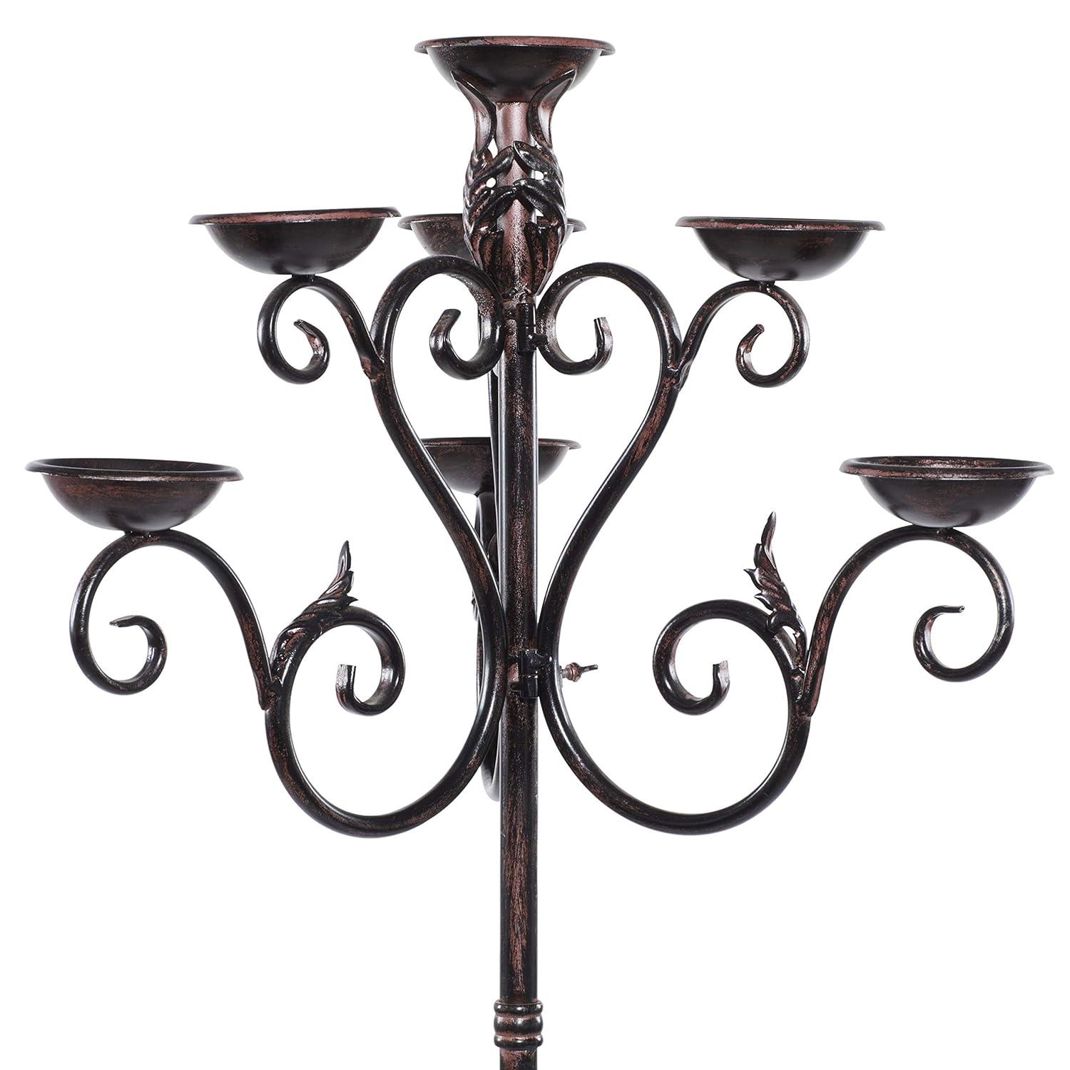 DecMode Candelabro Alto con Desplazamiento de Metal Marrón con 6 Soportes