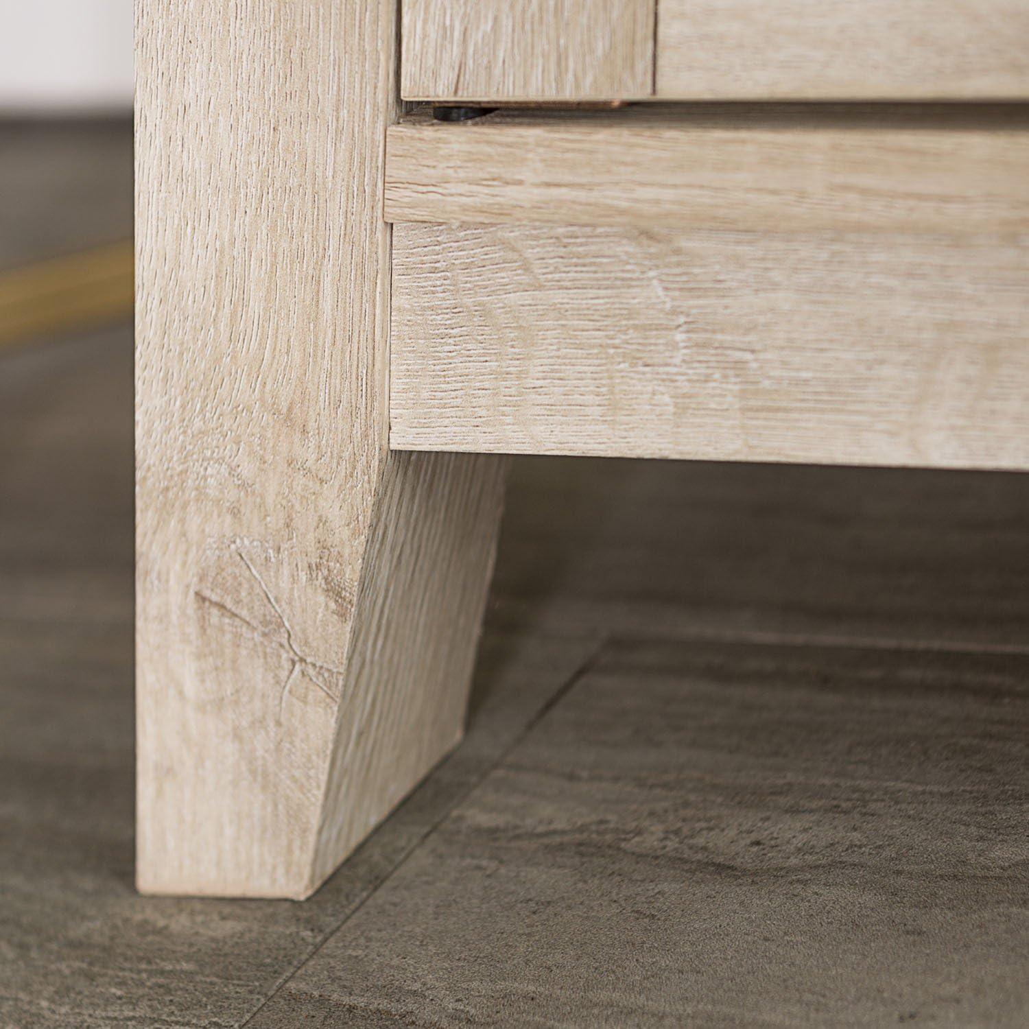 Walker Edison Glenwood Rustic Farmhouse Glass Door Highboy Fireplace TV Stand for TVs up to 65 Inches, 58 Inch, White Oak