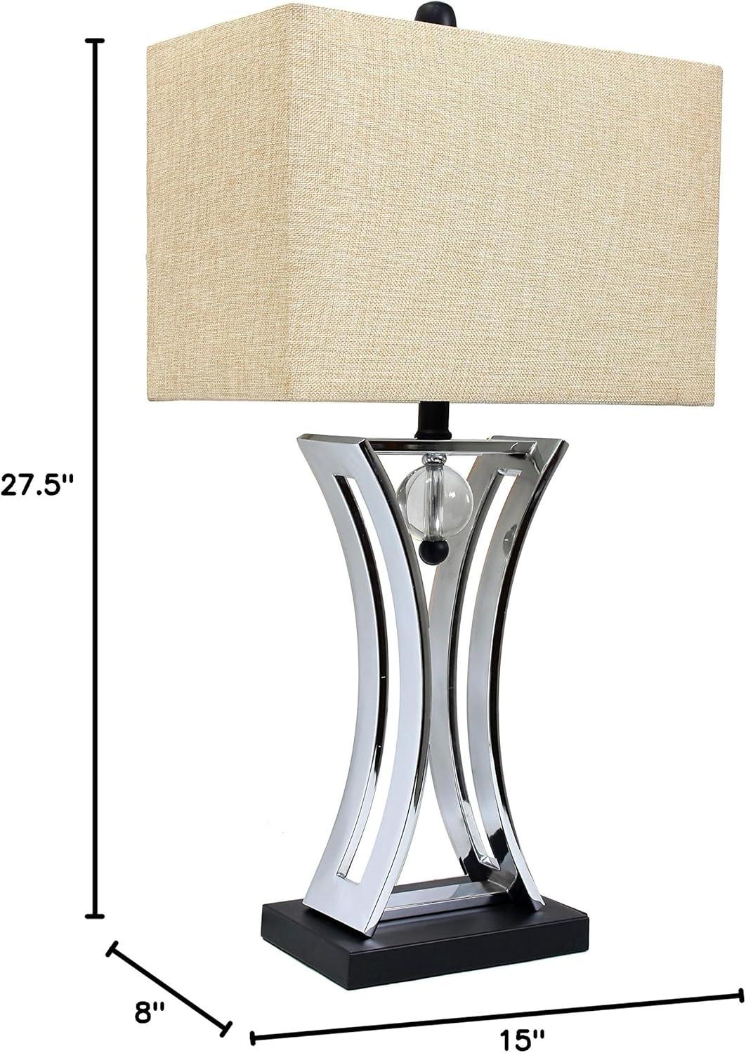 Chrome Executive Business Table Lamp Metallic Silver - Elegant Designs: Hourglass Pendulum, No Assembly Required, UL Listed