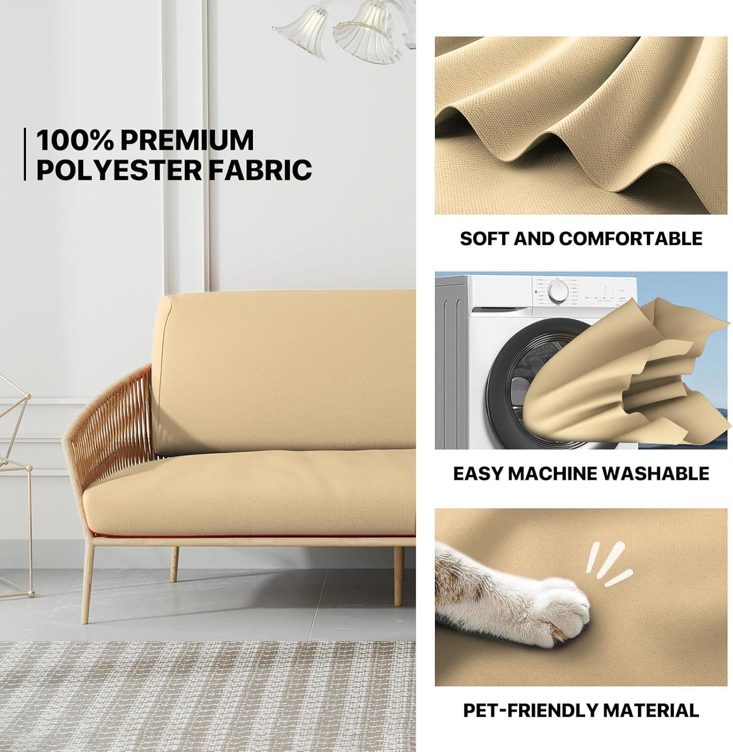 MoNiBloom Solid Futon Cover Slipcover Fit 6"- 8" Futon Mattresses Khaki, Twin Size 39x75 Inch