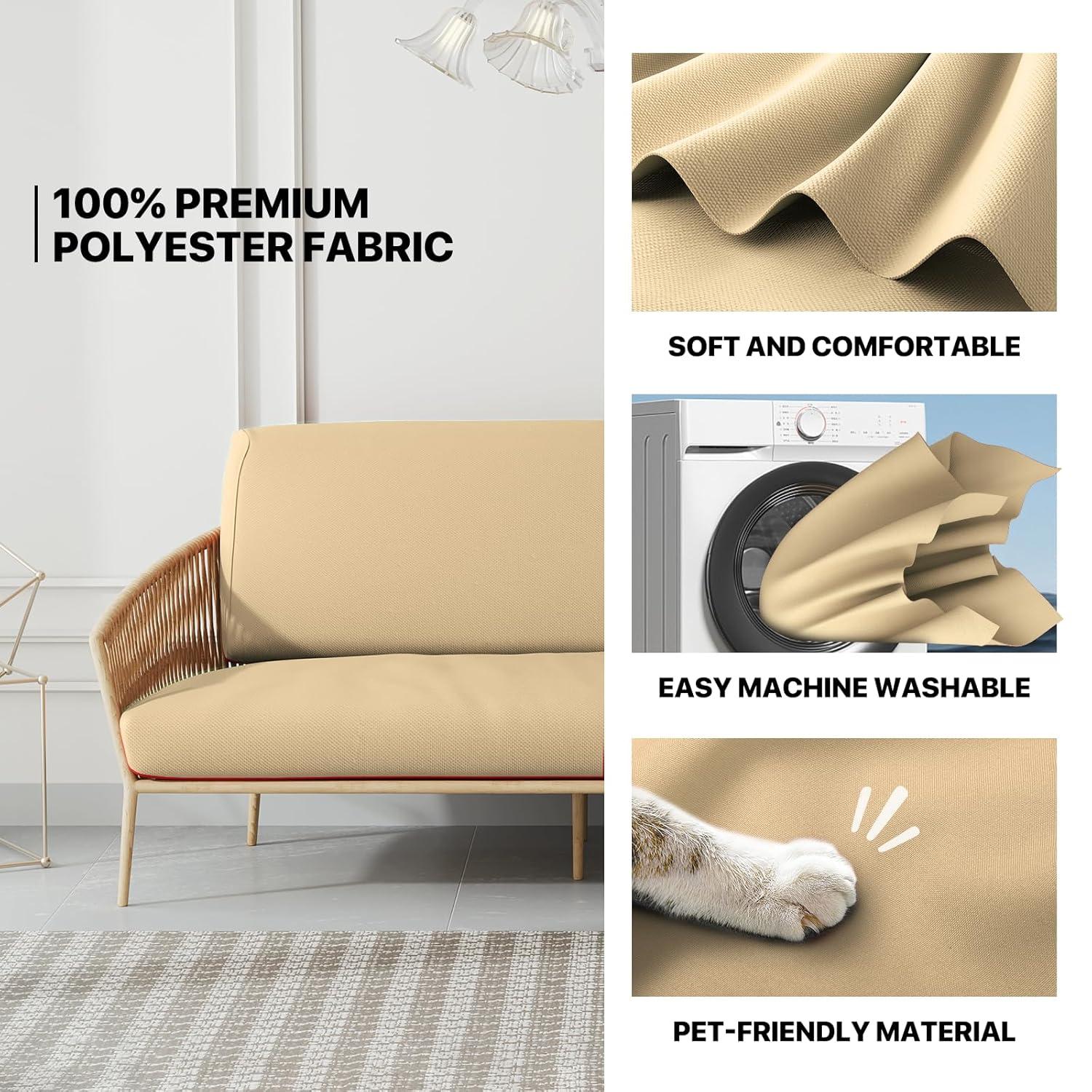 MoNiBloom Solid Futon Cover Slipcover Fit 6"- 8" Futon Mattresses Khaki, Twin Size 39x75 Inch