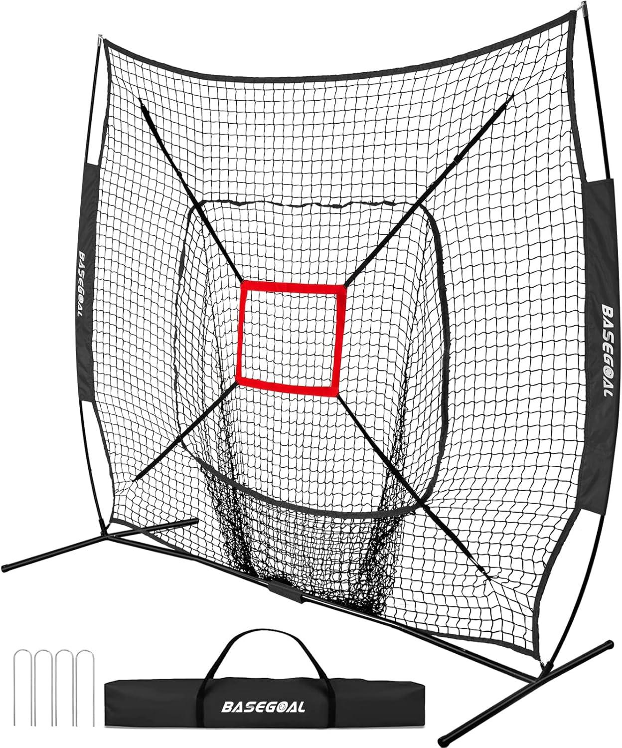 Zeny 7' x 7' Baseball Softball Practice Net Hitting Pitching Training Net w/Strike Zone,Bow Frame & Carry Bag