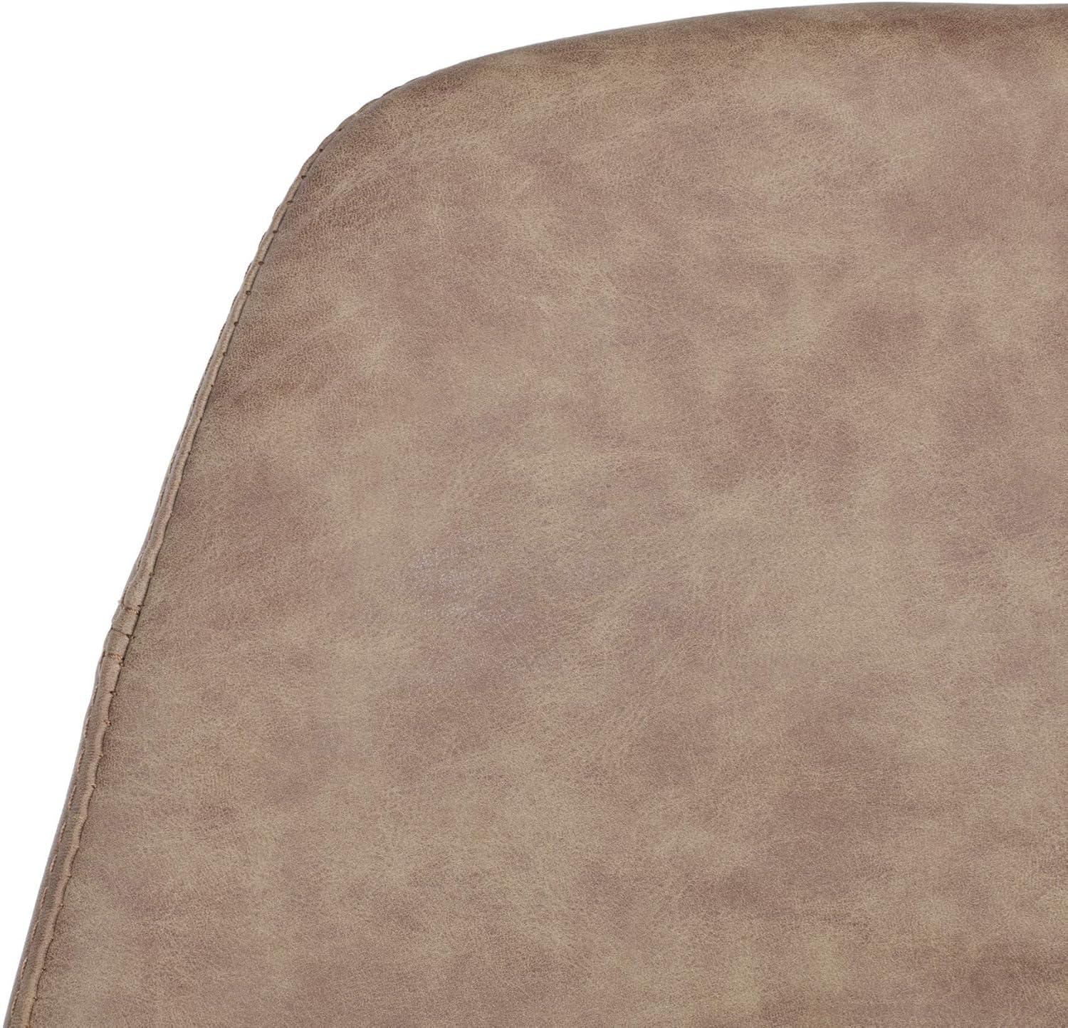 Transitional Taupe Faux Leather Counter Stool with Copper Finish