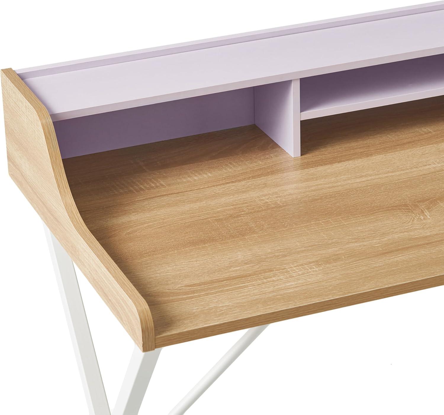 GDFStudio Alexandria Modern Faux Wood Computer Desk, Oak/White