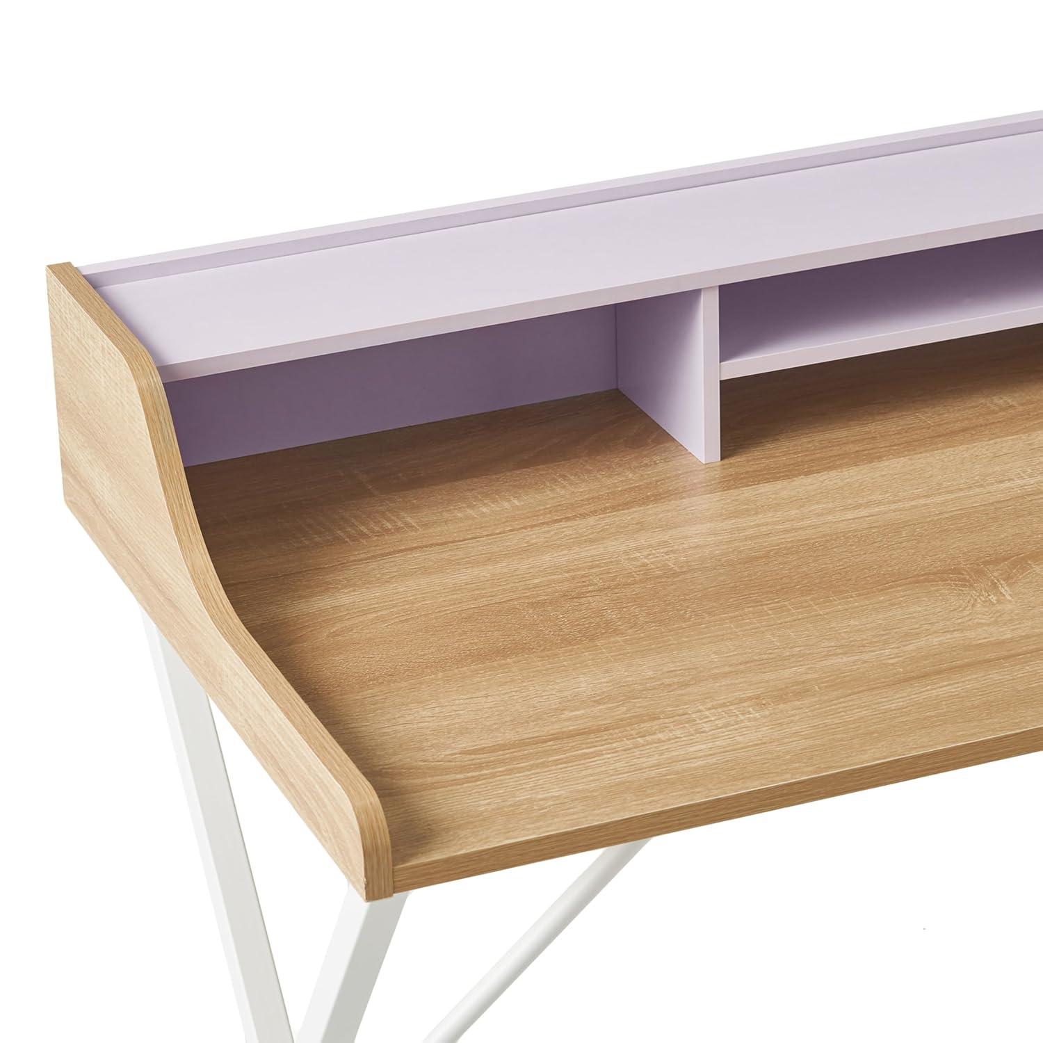 GDFStudio Alexandria Modern Faux Wood Computer Desk, Oak/White