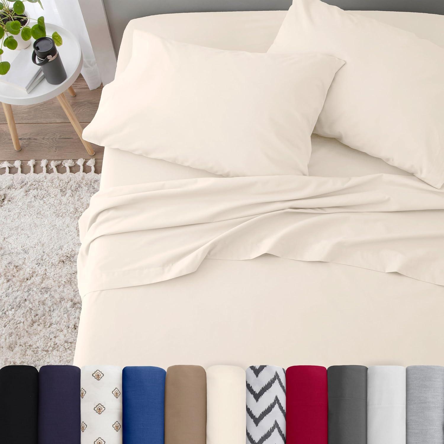 Martex 225 Thread Count Bed Sheets Light Weight, Soft Breathable Sheets, Brushed Cotton Rich Blend, Secure Fit, Wrinkle Resistant, Durable, Easy Care & Comfy Sheets