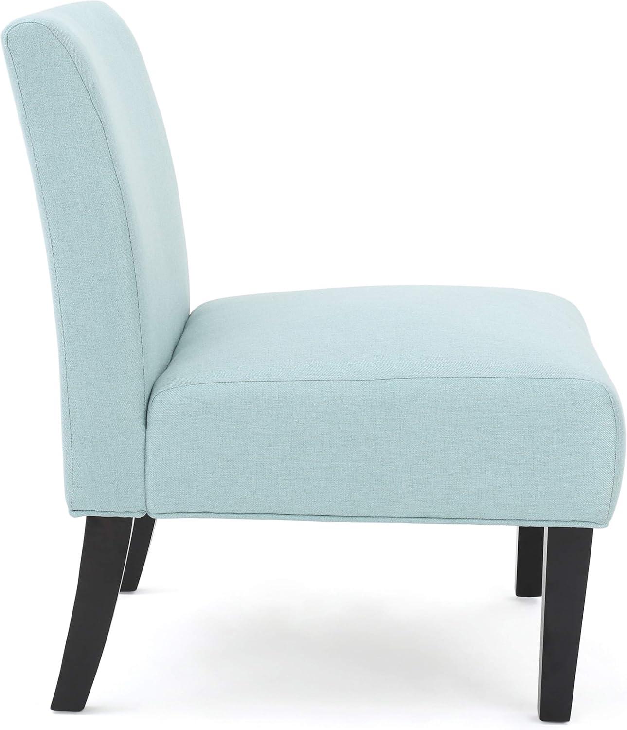 Light Blue Fabric Accent Chair with Rubberwood Legs