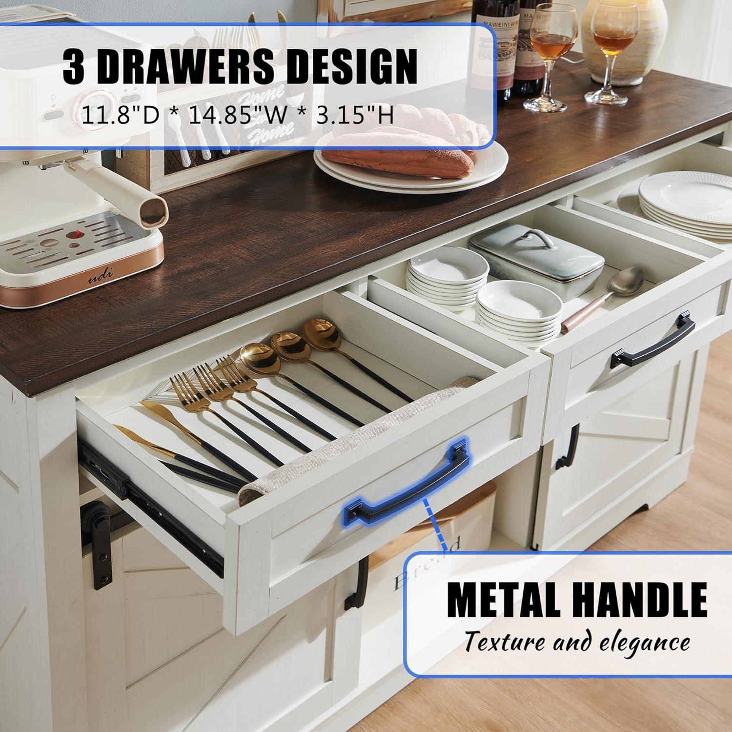 SinCiDo Buffet Cabinet with Storage, 34" Tall Wooden Arched Sideboard Cabinet with/Adjustable Shelf, Fluted Accent Cabinet for Dining Room, Kitchen