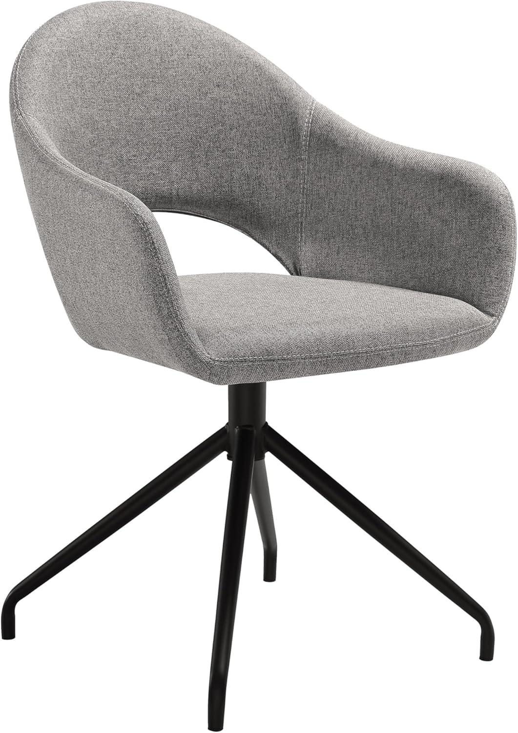 Homestock Tribal Treasures Swivel Upholstered Dining Chair in Gray Fabric with Black Metal Legs - Set of 2