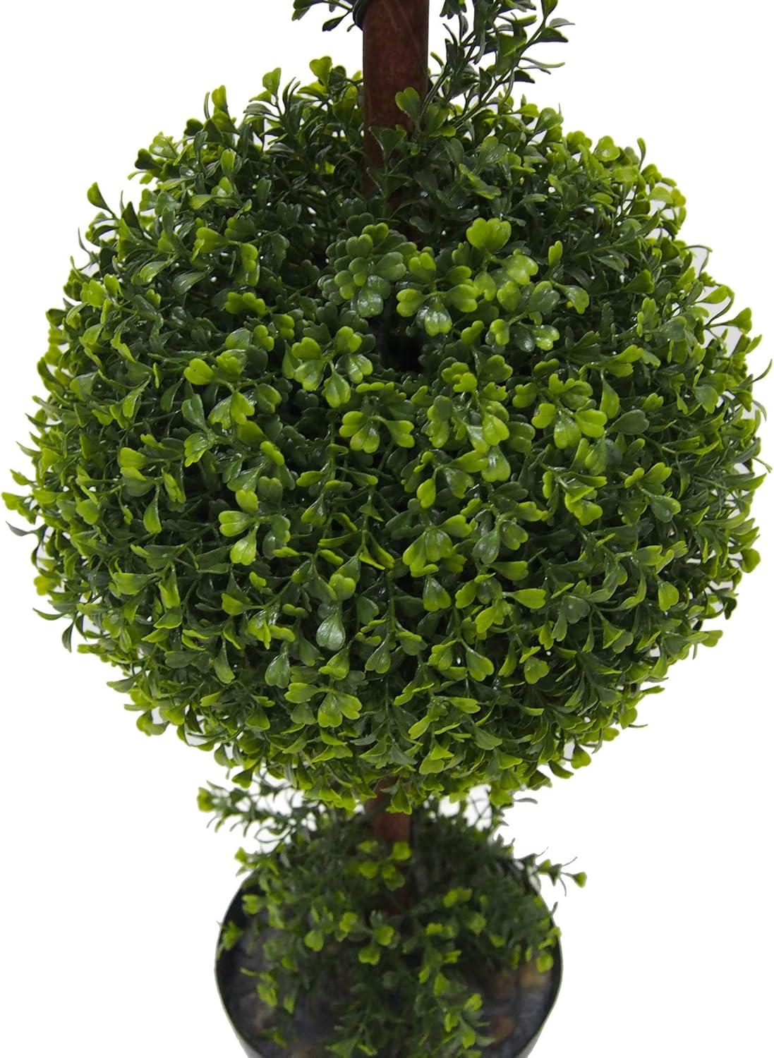 Vickerman 36" Artificial Boxwood In Nursery Pot: Faux Topiary Plant for Indoor/Outdoor Decor, Polyethylene, UV Resistant