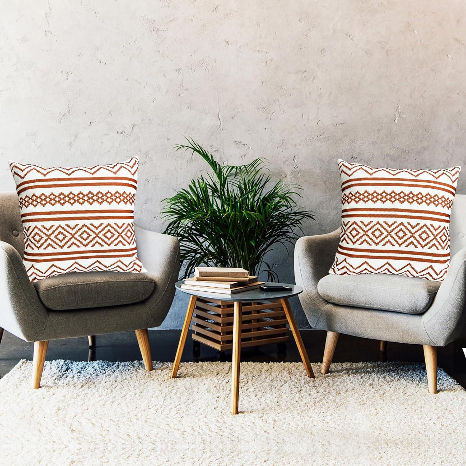 Decorative Throw Pillow Covers Set of 2 Coffee Pillow Covers 16x16 inch Throw Pillow Cases Linen Square Pillow Case,Farmhouse Outdoor Modern Boho Pillow Covers for Couch Sofa Living Room