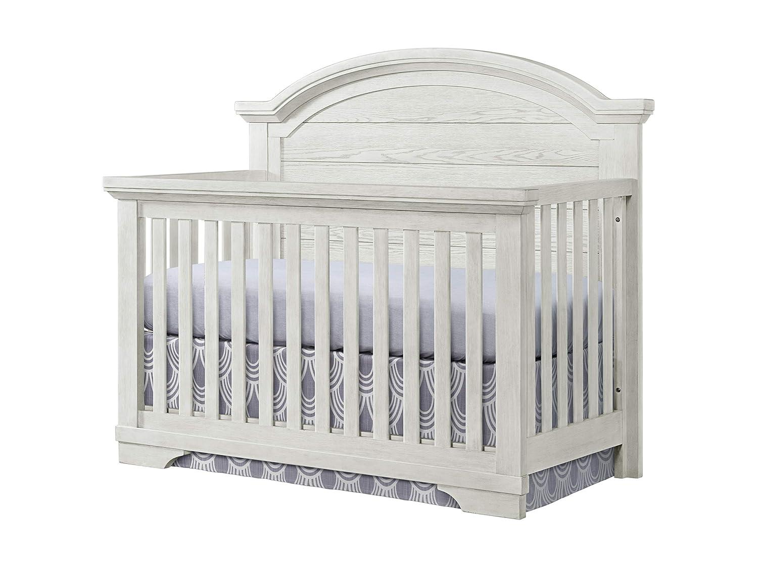 White Dove Solid Hardwood Arch Top Convertible Crib