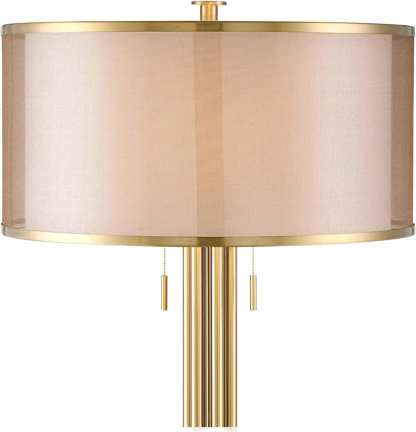 Granview 70.5" Antique Brass Metal Floor Lamp with Organza and Linen Shade