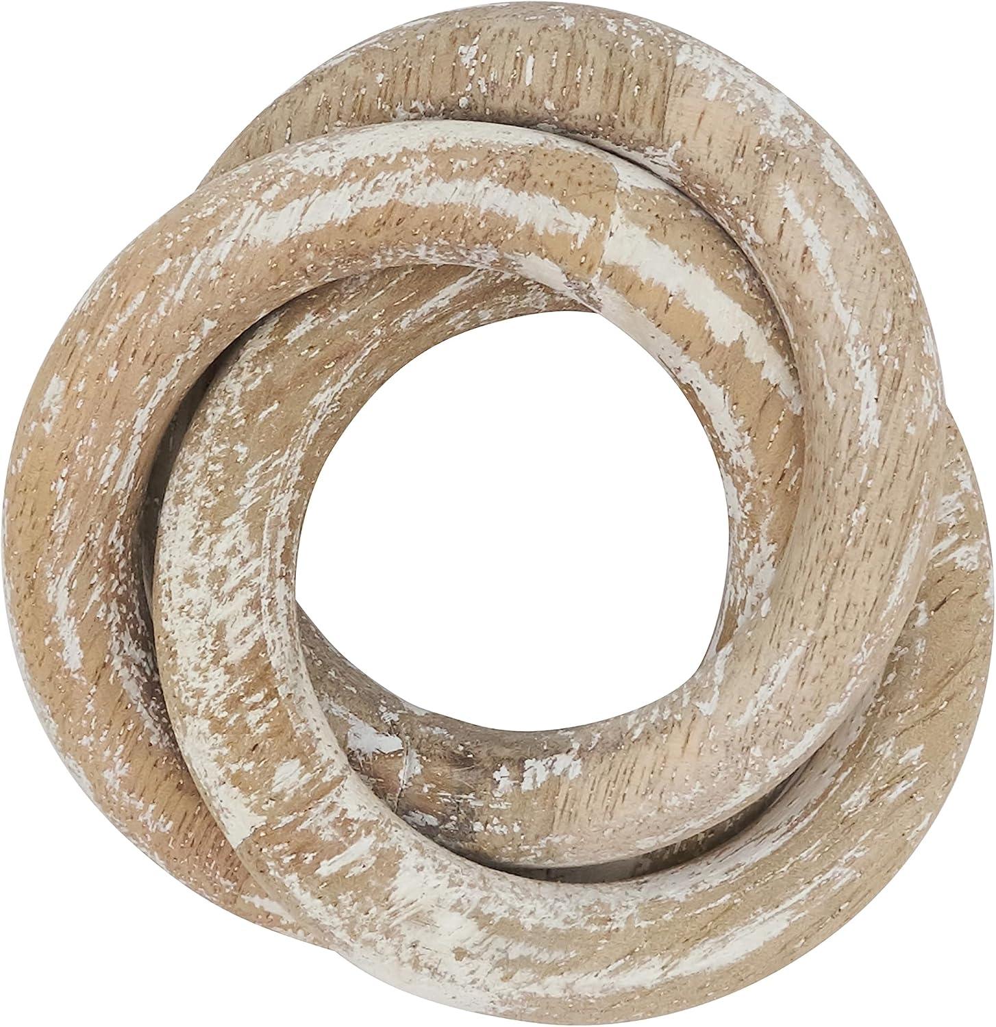 Saro Lifestyle Wooden Dinner Napkin Rings With Interlock Design, White, (Set of 4 pcs)