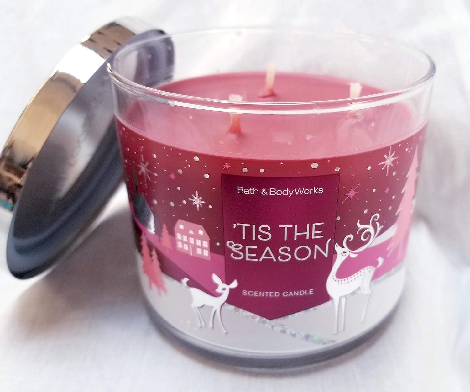 Bath & Body Works White Barn Candle Company 14.5 oz Tis The Season Scented Candle with 3-Wick Burn Time