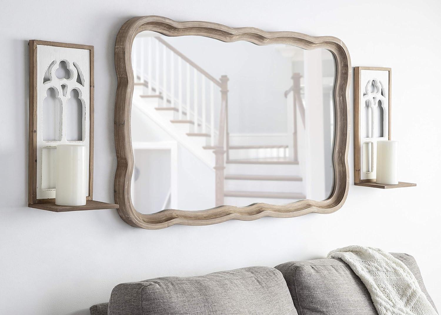 Kate and Laurel Mirabela Rectangle Wood Wall Sconce, 2 Piece, Rustic Brown and White