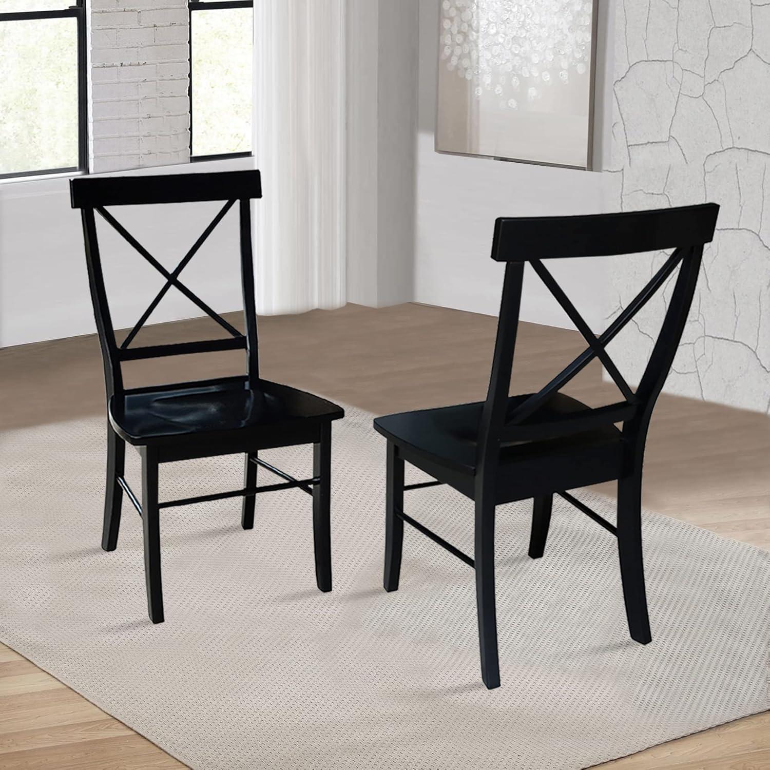 Set of 2 X Back Chairs with Solid Wood - International Concepts