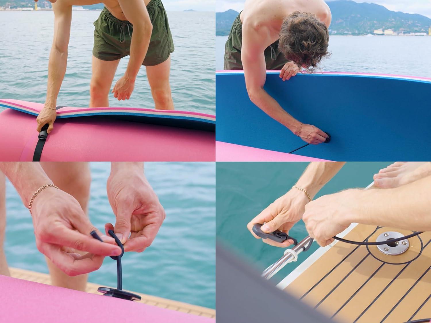 Floating Water Mat, 3-Layer and 1.38 inch Thick, 18'*6'/9'*6', Swimming Island,Aqua Pad,Used in Lake,Pool,on Beach, Vacation,Water Activities,Sports,Recreations,Parties,with Mooring Device