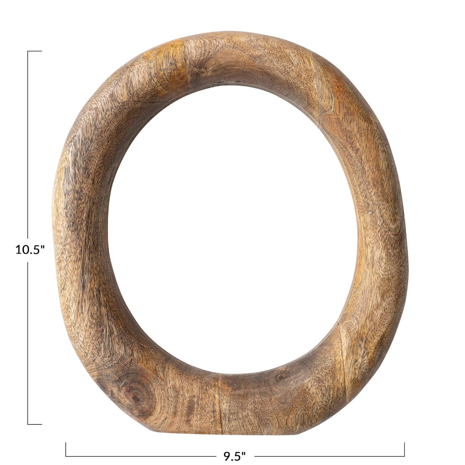 Creative Co-Op Modern Decorative Carved Wood Standing Circle, Natural