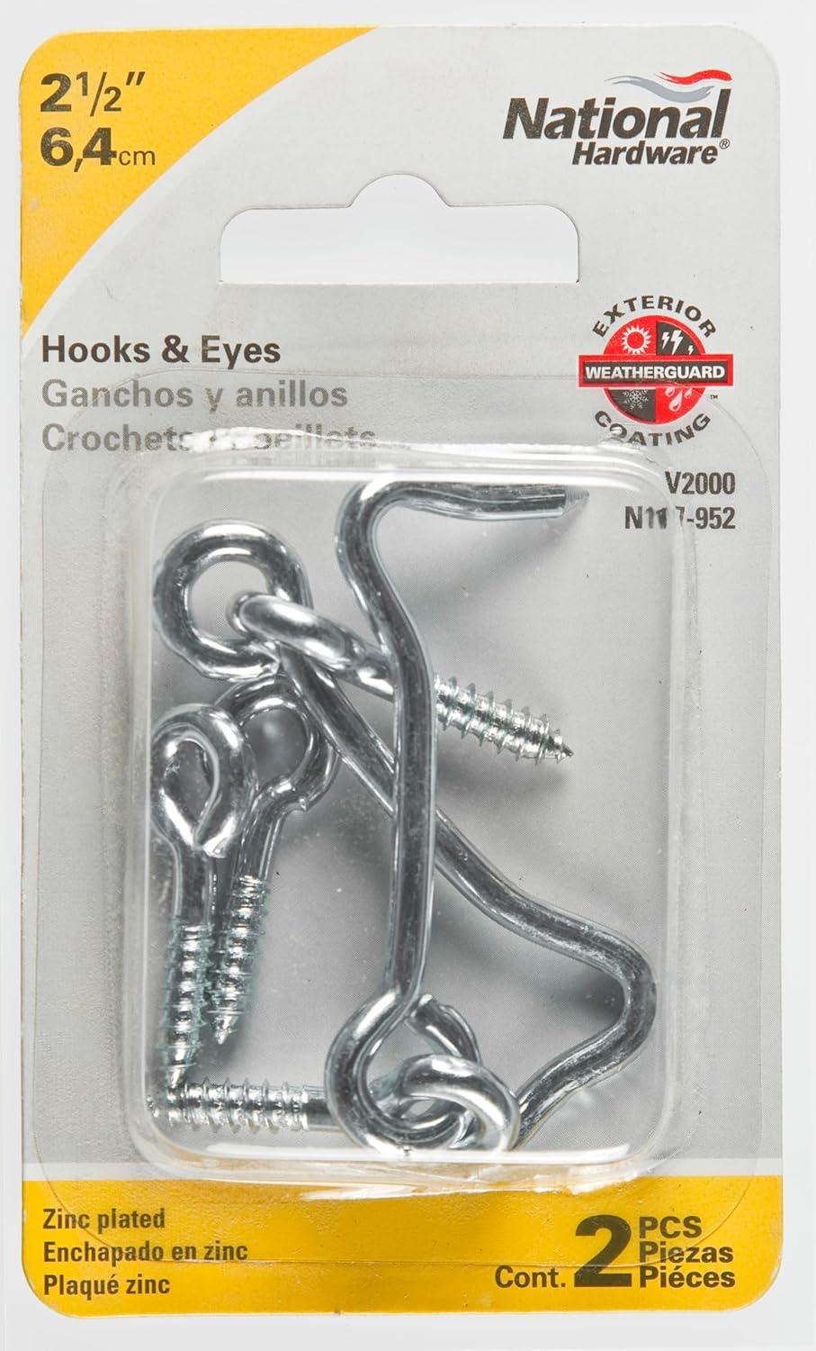 National Hardware Zinc-Plated Silver Steel 2-1/2 in. L Hook and Eye 2 pk