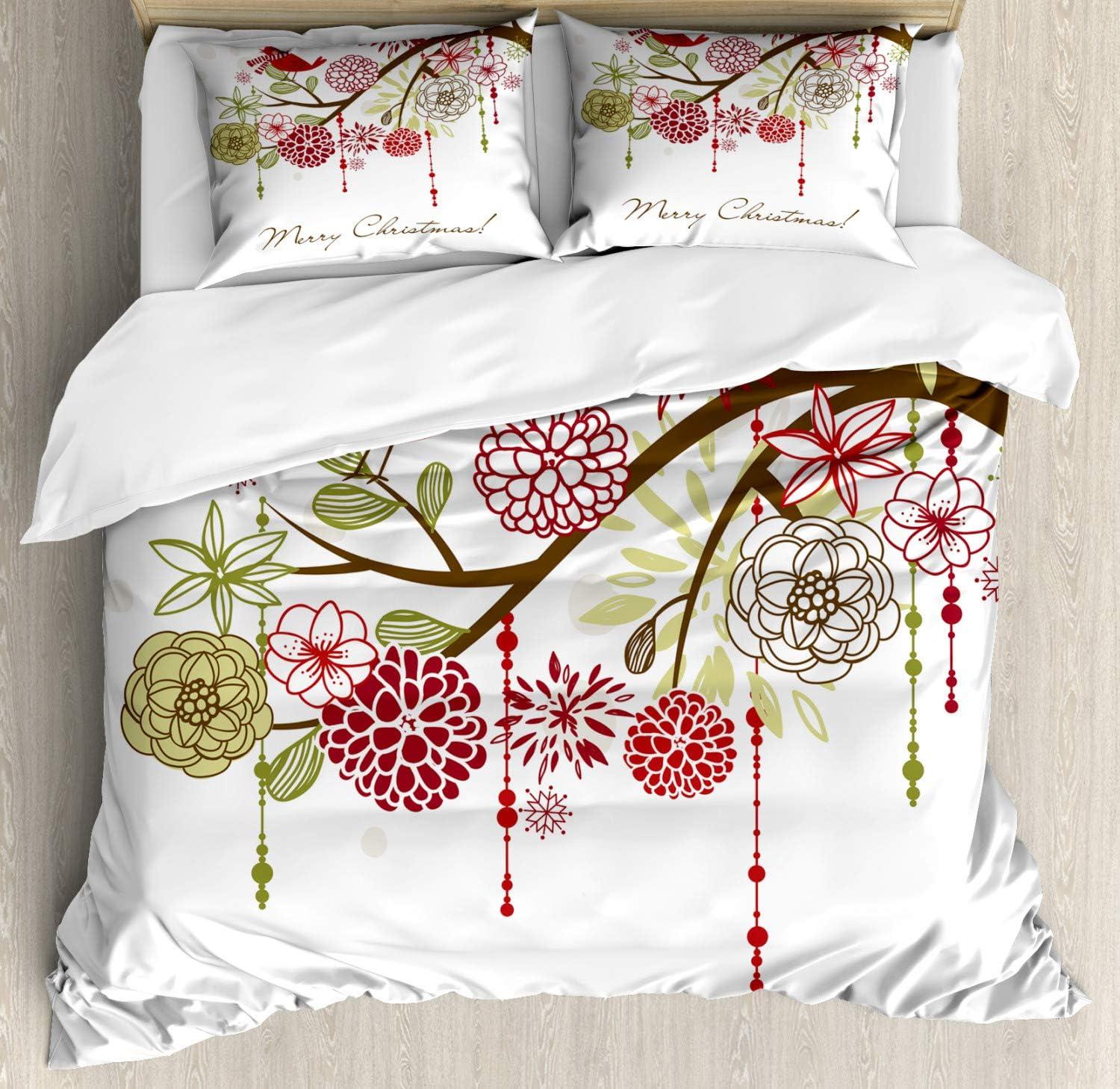 Christmas Farmhouse / Country Floral Duvet Cover Set