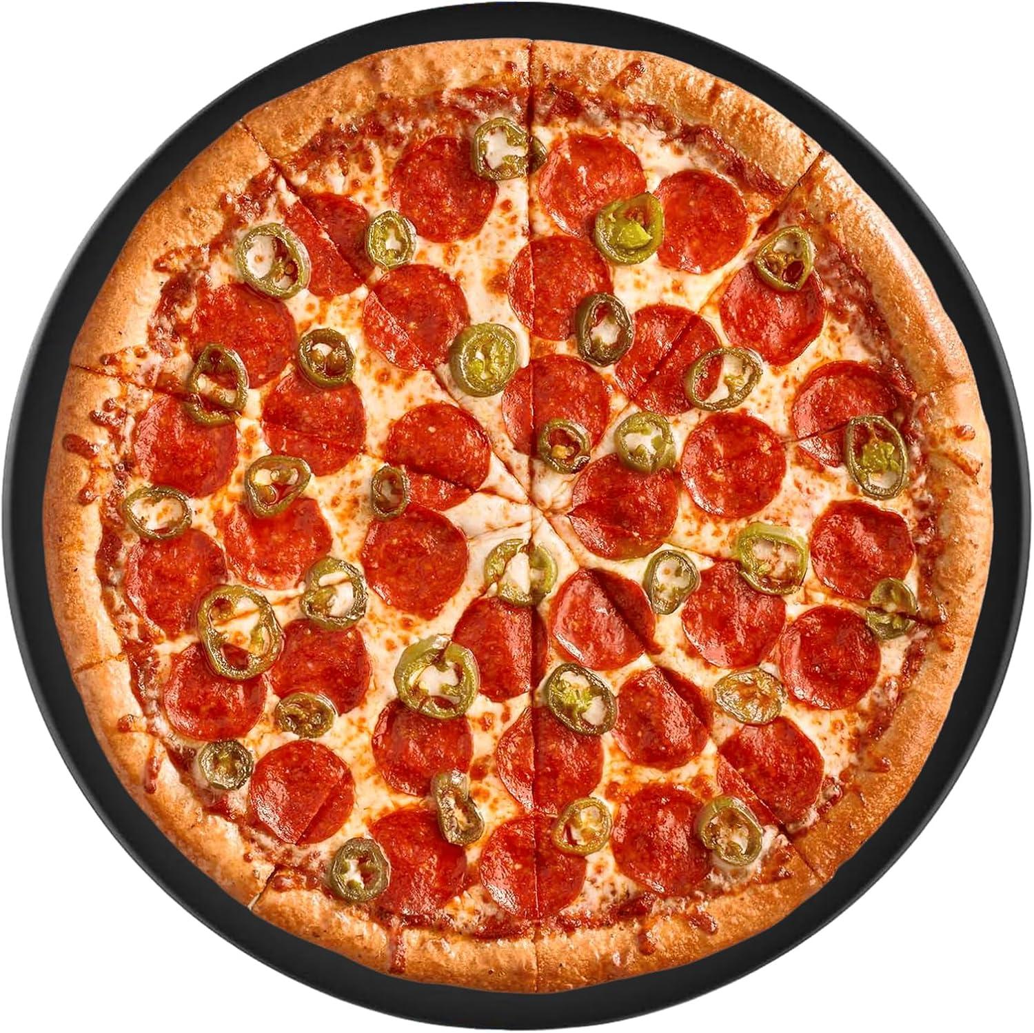 LIFETIME FLOORING LLC Round Pizza Grilling Stone For Oven, BBQ And Grill - 15” Non-Stick Black Ceramic Baking Stone For Pies, Pastry Bread, Calzone - Home Kitchen Accessories