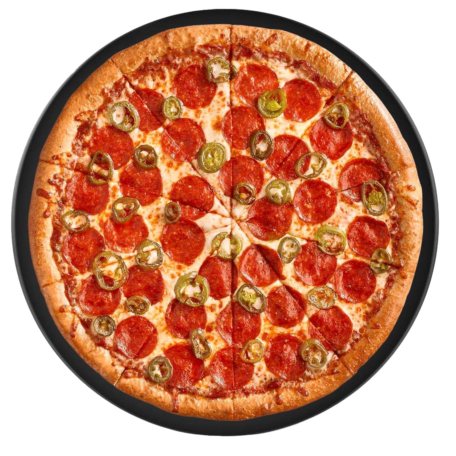 LIFETIME FLOORING LLC Round Pizza Grilling Stone For Oven, BBQ And Grill - 15” Non-Stick Black Ceramic Baking Stone For Pies, Pastry Bread, Calzone - Home Kitchen Accessories