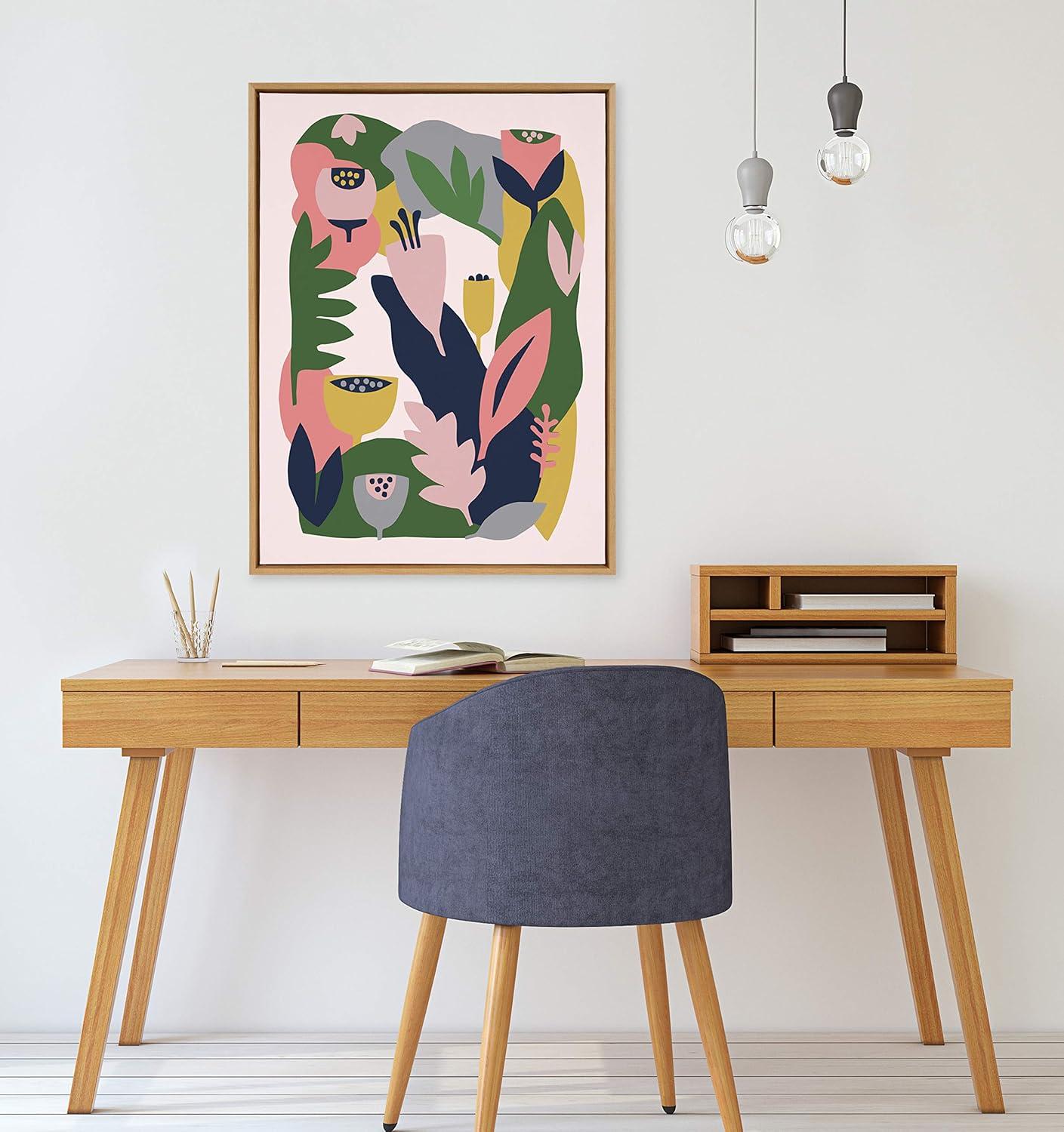 28" x 38" Sylvie Myriam's Garden Framed Canvas Natural - Kate & Laurel All Things Decor