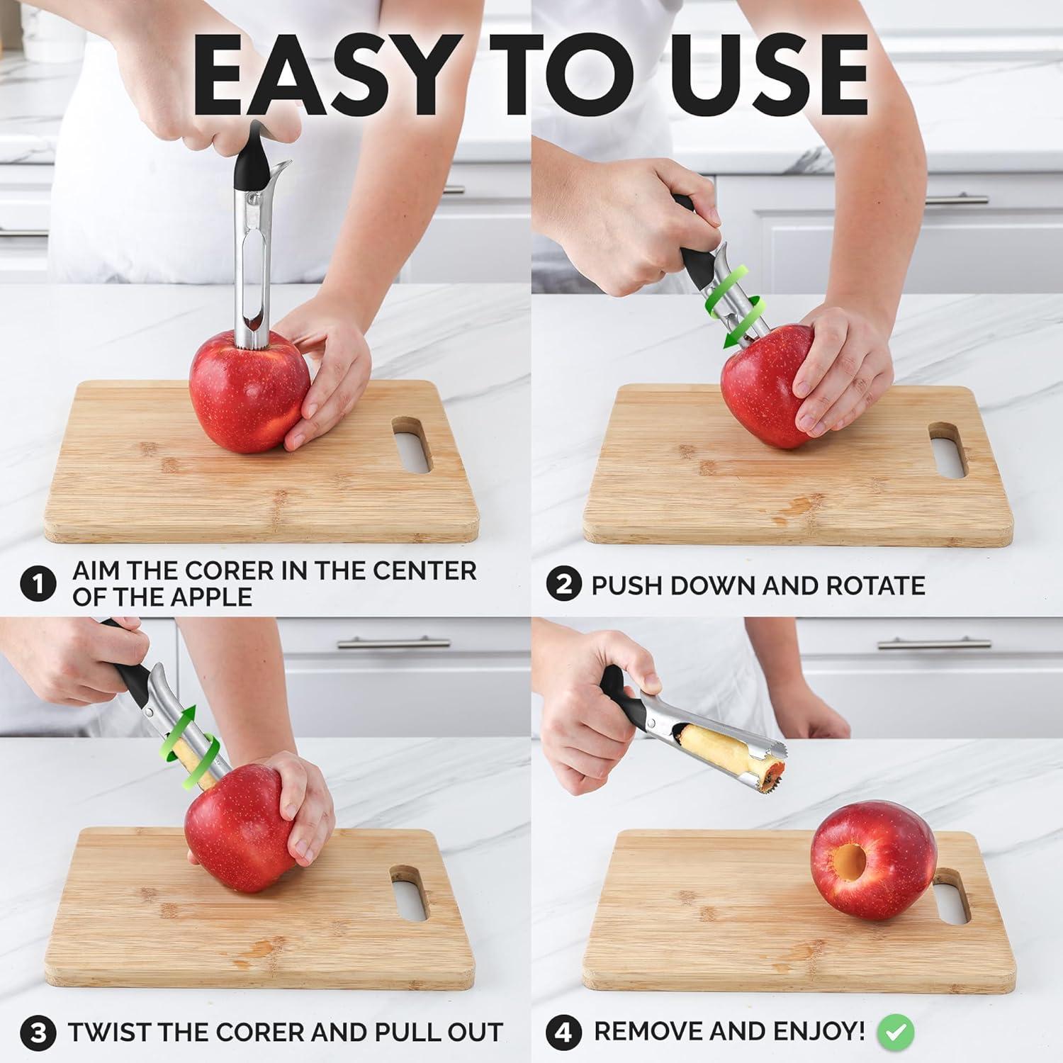 Black Stainless Steel Apple Corer with Ergonomic Handle