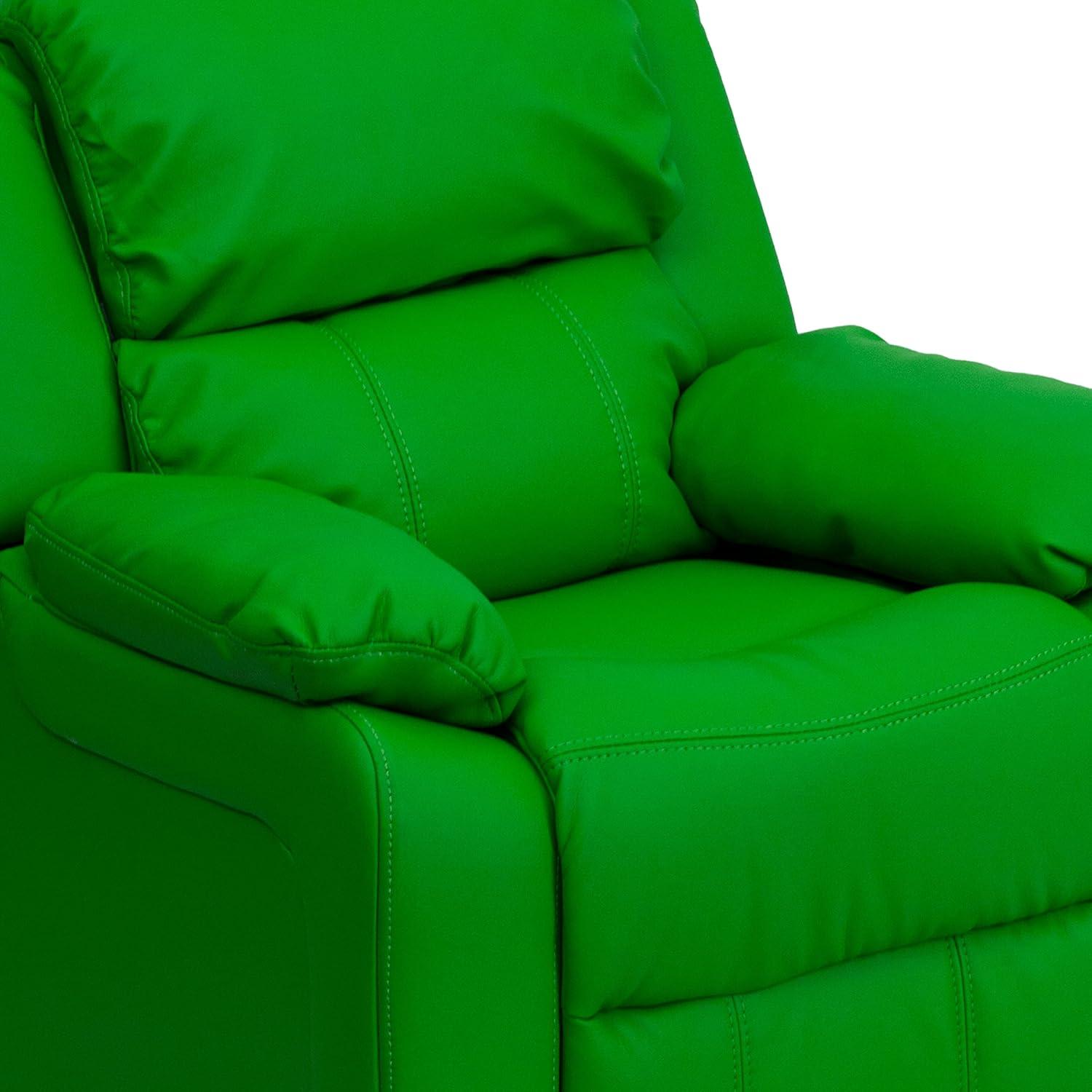 Green Microfiber Kids Recliner with Cup Holder