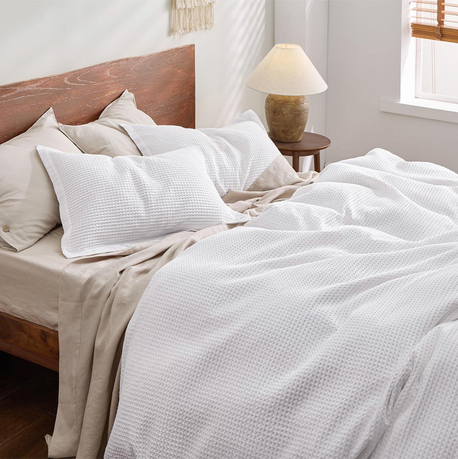 Bedsure Bedsure Cotton Duvet Cover Set - 100% Cotton Waffle Weave Coconut Duvet Cover