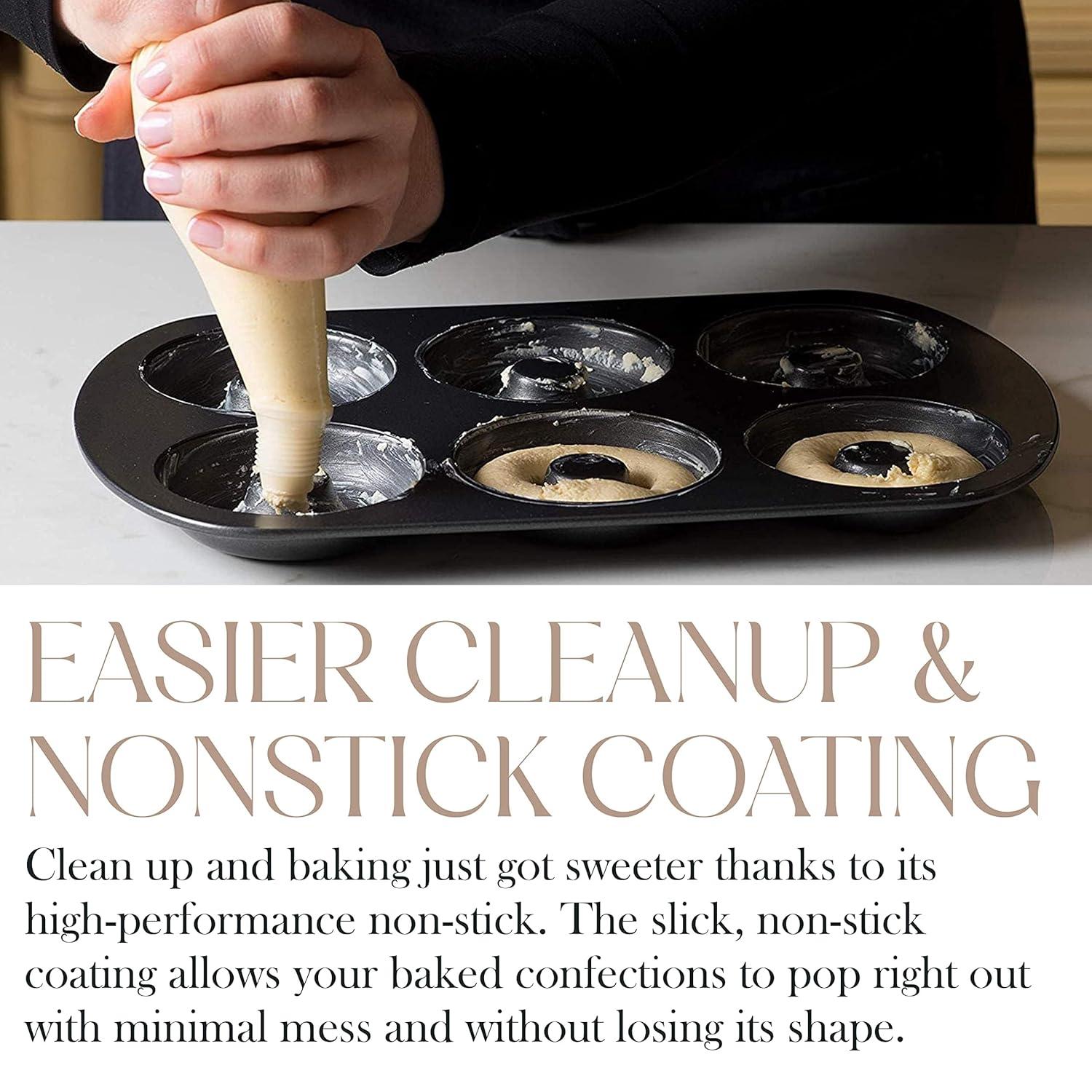 Bellemain Premiere Donut Pan for Baking Nonstick Doughnut Pan with 6-Doughnut Molds | Steel Donut Trays | Make Perfect Bagels and Cake Donuts (2)