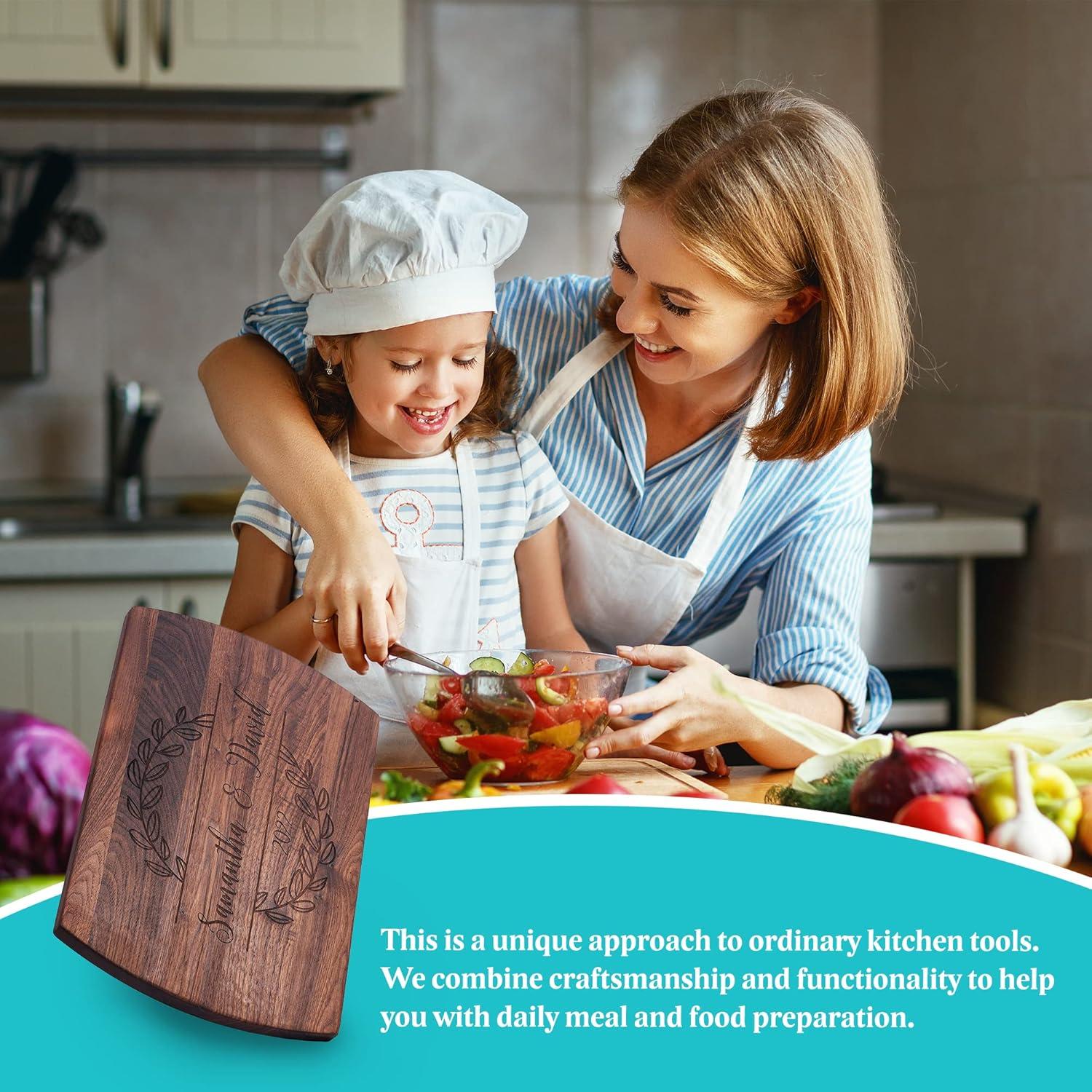 Blue Ridge Mountain Gifts Personalized Laser Engraved Wooden Cutting Board New Home Essentials - Customized Chopping Board for Weddings, Anniversaries, Birthdays - Unique Kitchen Decor Gift