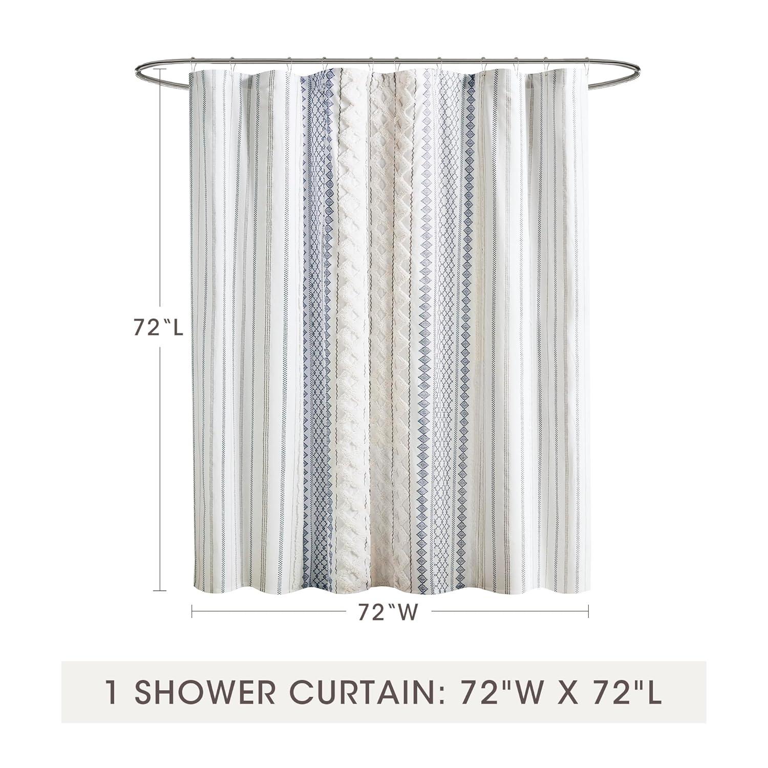 INK+IVY Imani 100% Cotton Printed Shower Curtain with Chenille