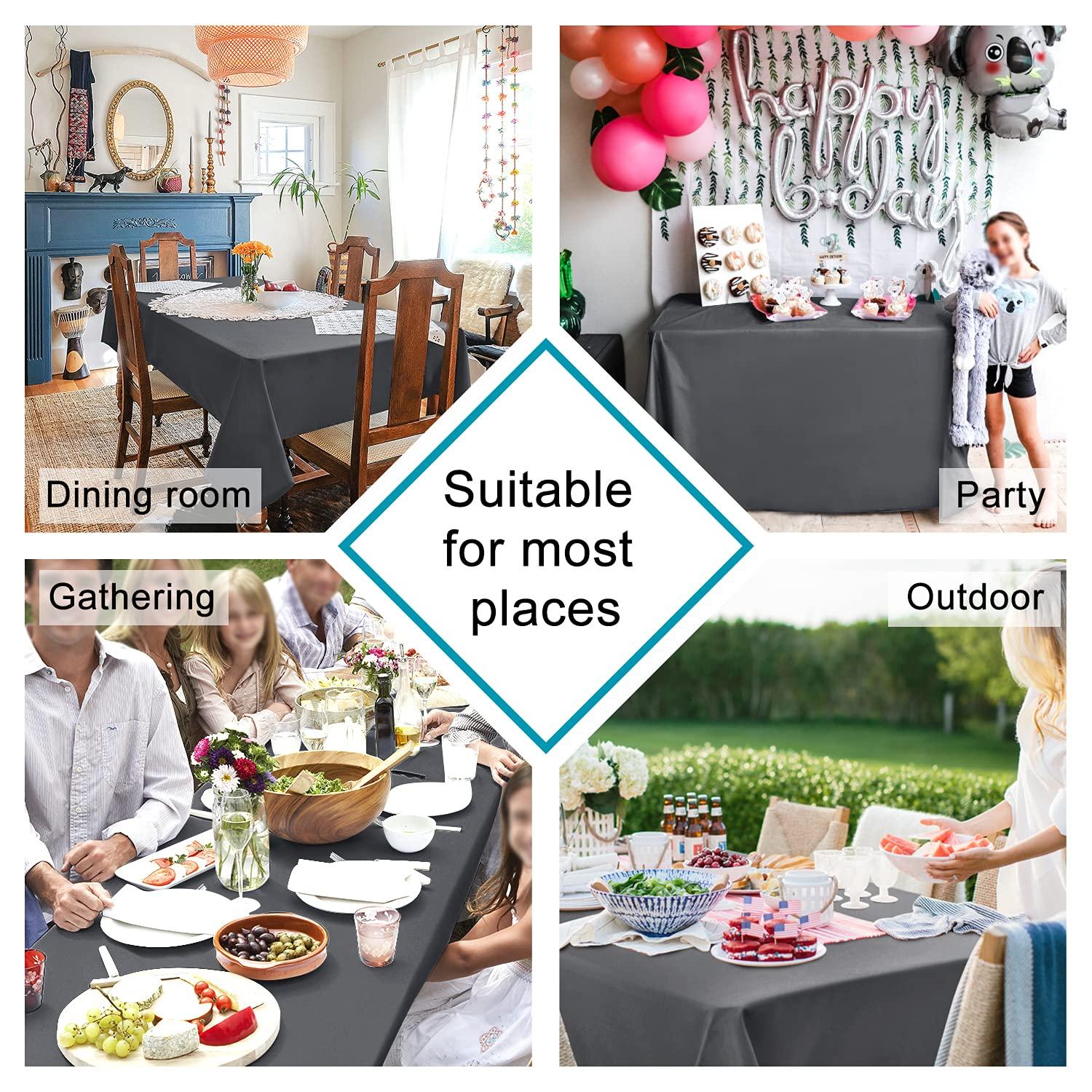 Hiasan Rectangle Tablecloth Grey - Wrinkle Resistant and Waterproof Washable Polyester Fabric Table Cloth for Dining Party and Outdoor Use, 54 x 80 Inch