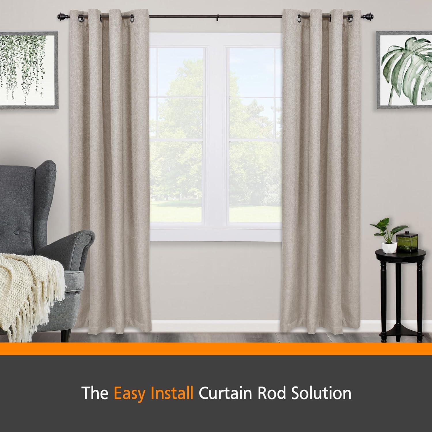 Weathered Brown Adjustable Curtain Rod with Decorative Finials