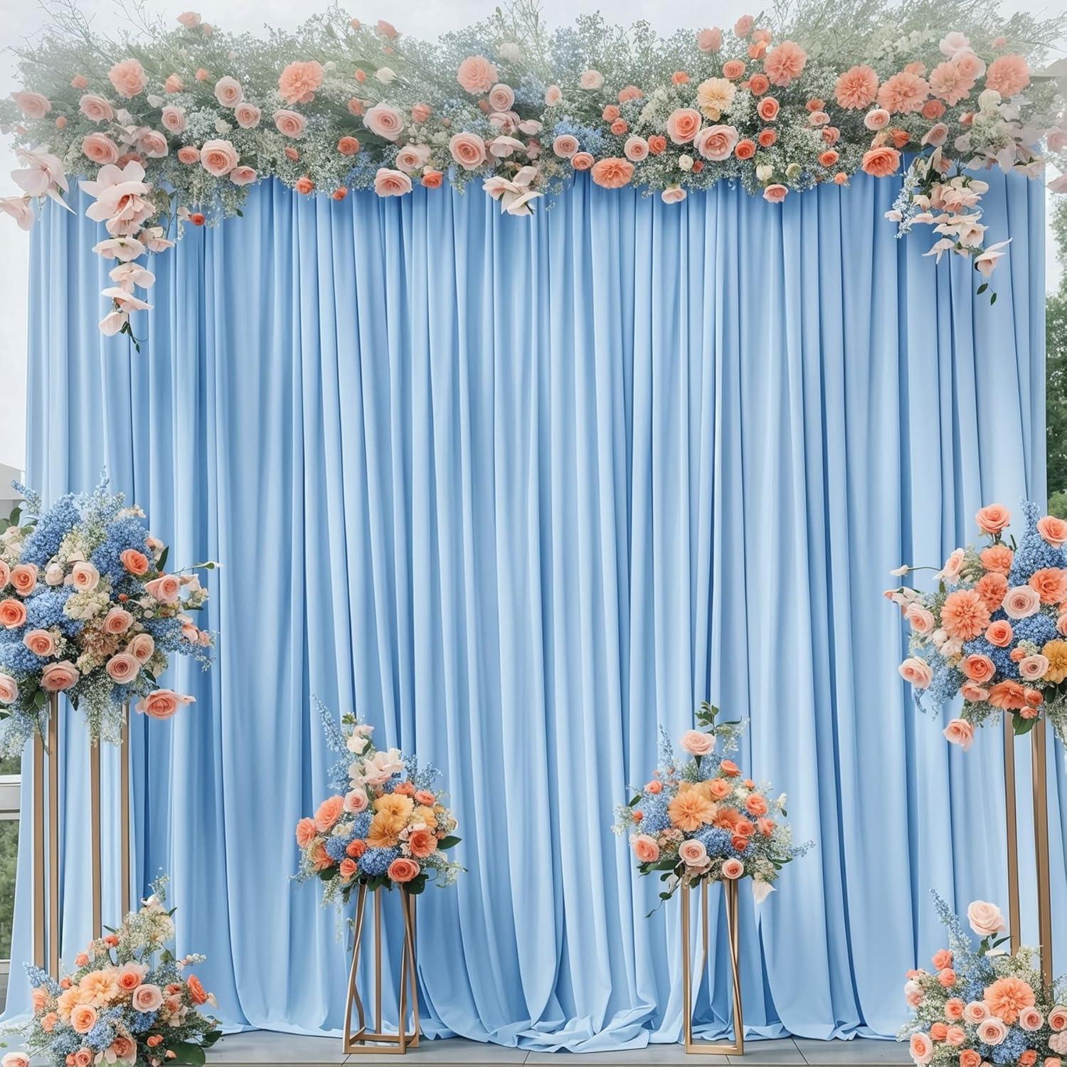 10x10ft White Backdrop Curtain for Parties Wrinkle Free Wedding Baby Curtain Backdrops for Birthday Party