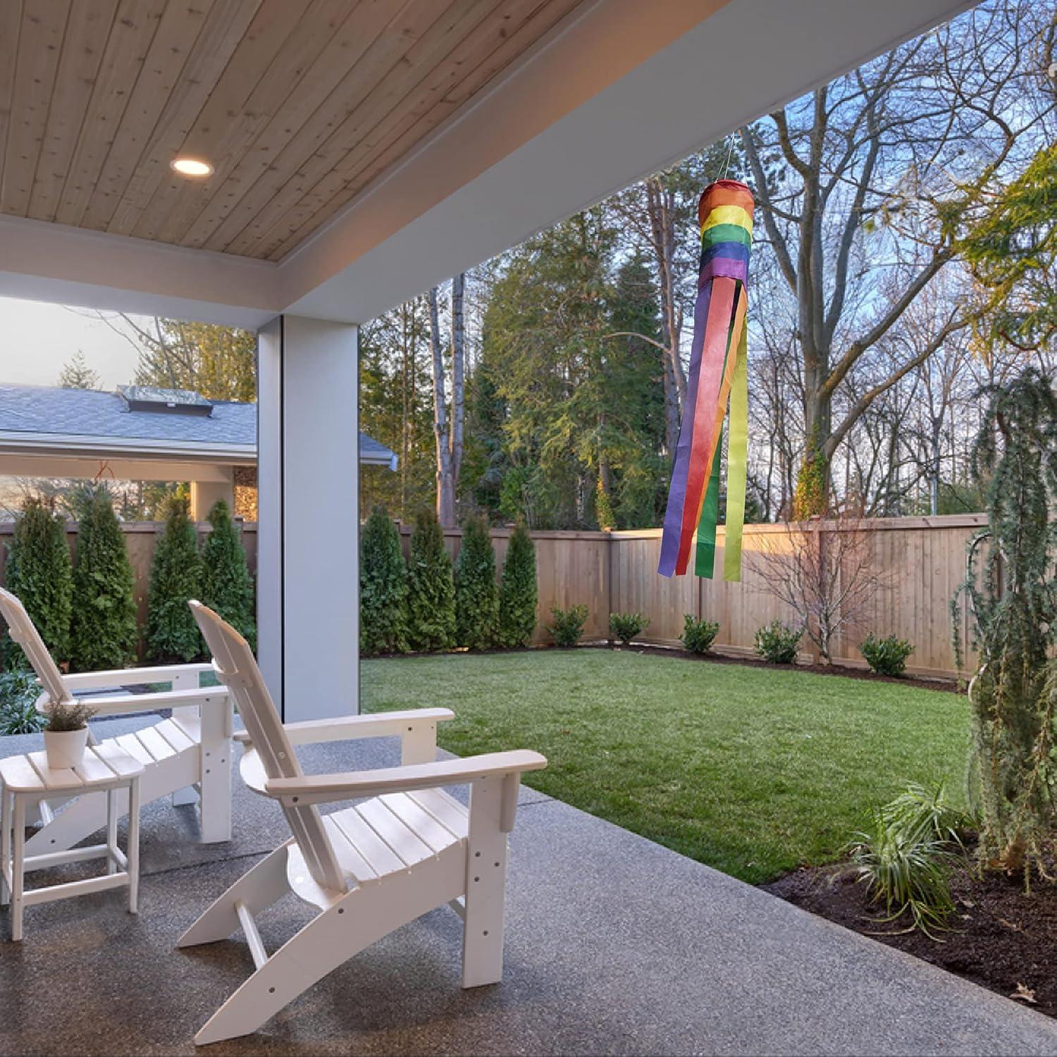 40 Inch Rainbow Column Windsock Flag with Long Tails