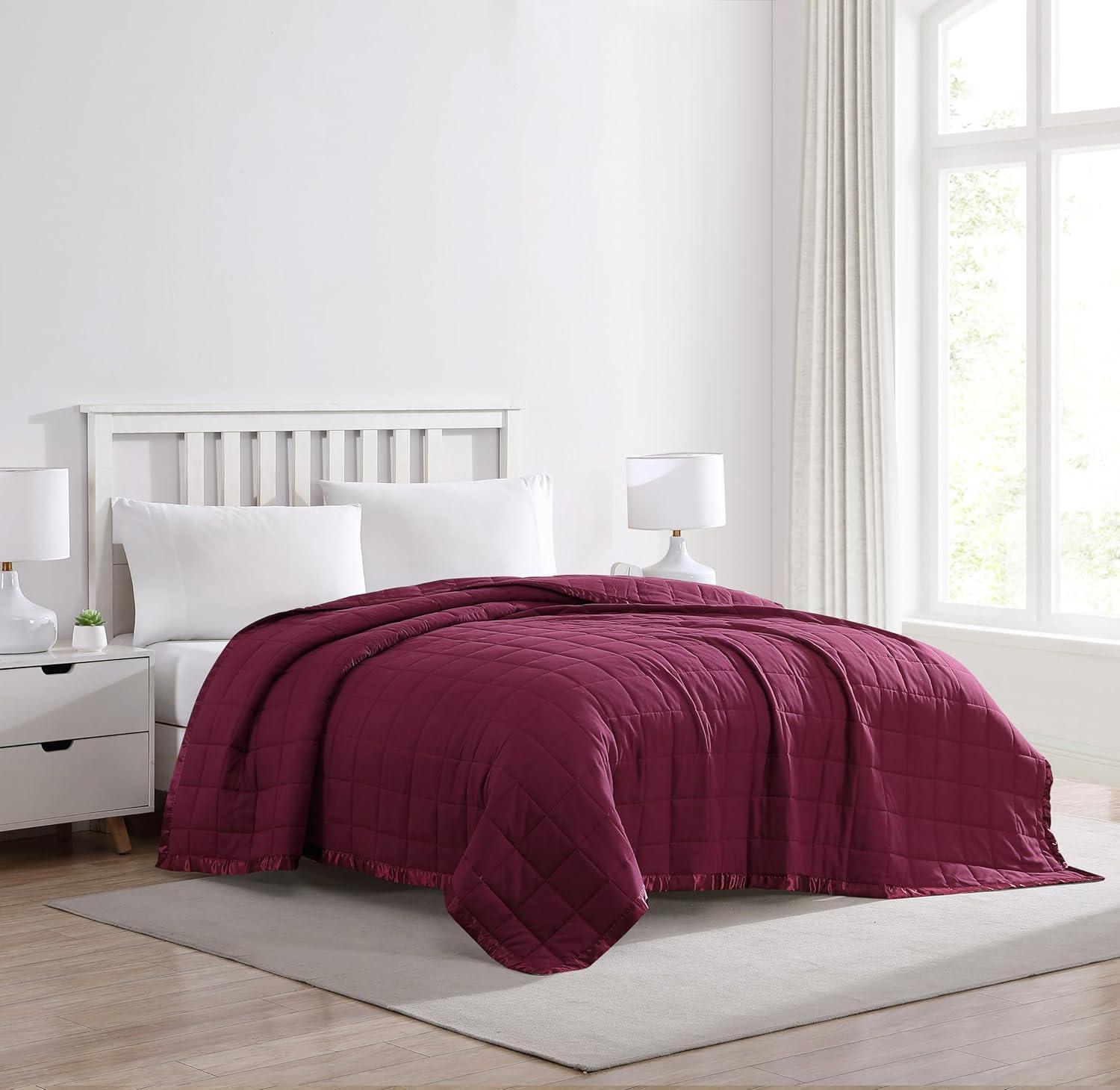 Cabernet Twin Reversible Satin Bound Microfiber Blanket