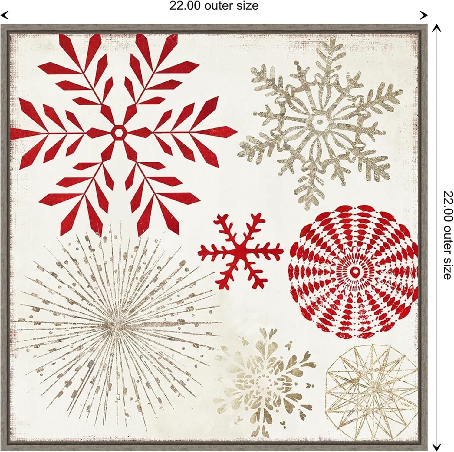 22" x 22" Christmas Snowflakes I Framed Wall Canvas - Amanti Art: Seasonal Decor, PI Studio Design