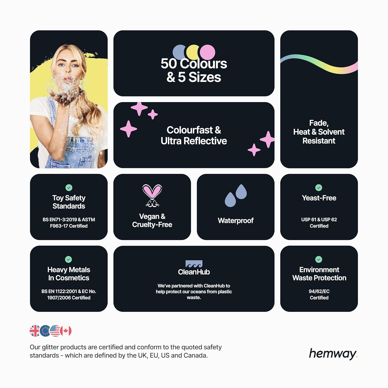 Hemway Glitter for Paint Additive, Silver Holographic Ultrafine Size Flakes 100g Interior Exterior Mix Into Emulsion Paint
