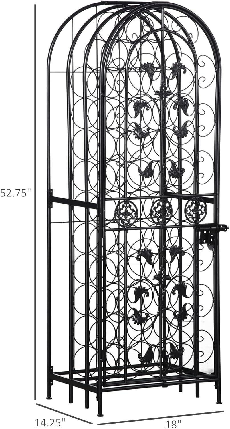 HOMCOM 45-Bottle Modern Wine Organizer Decorative Portable Wrought Iron Wine Rack Jail