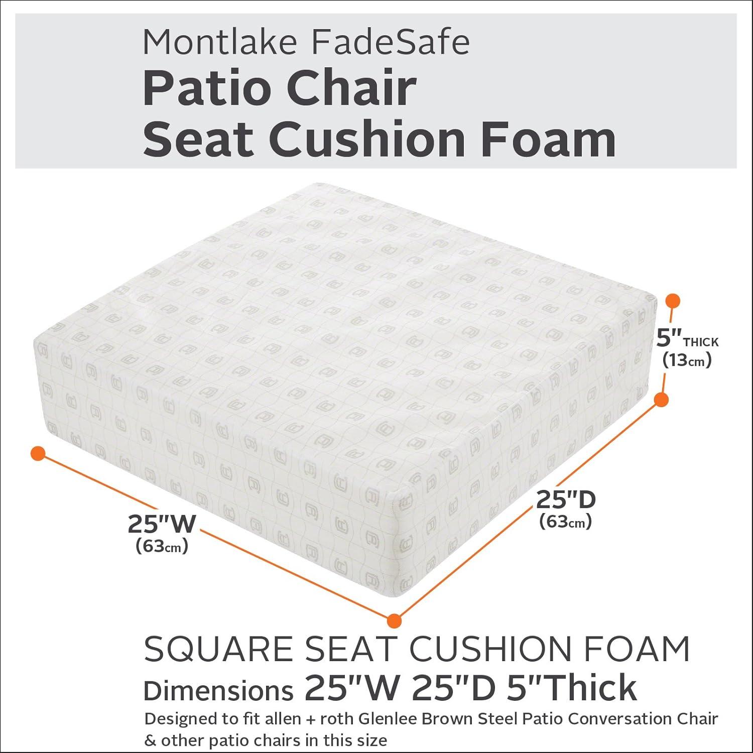 Classic Accessories Square Patio Lounge Seat Cushion Foam, 25 x 25 x 5 inch
